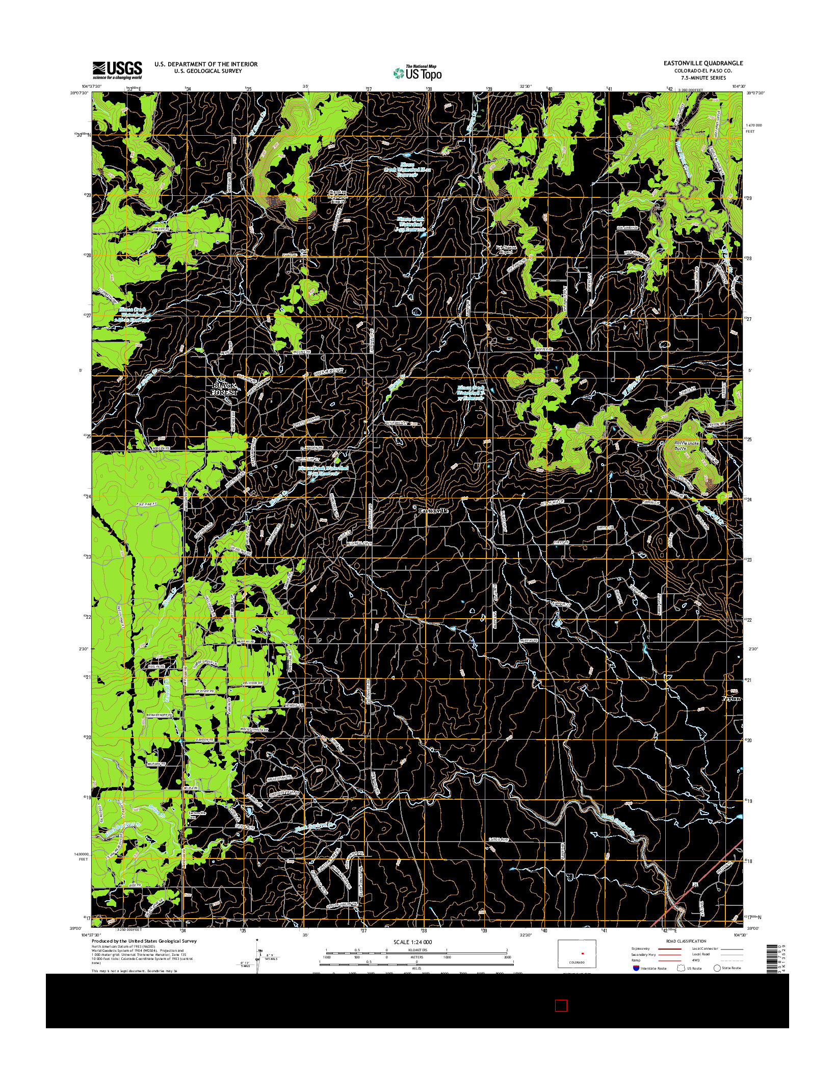 USGS US TOPO 7.5-MINUTE MAP FOR EASTONVILLE, CO 2016