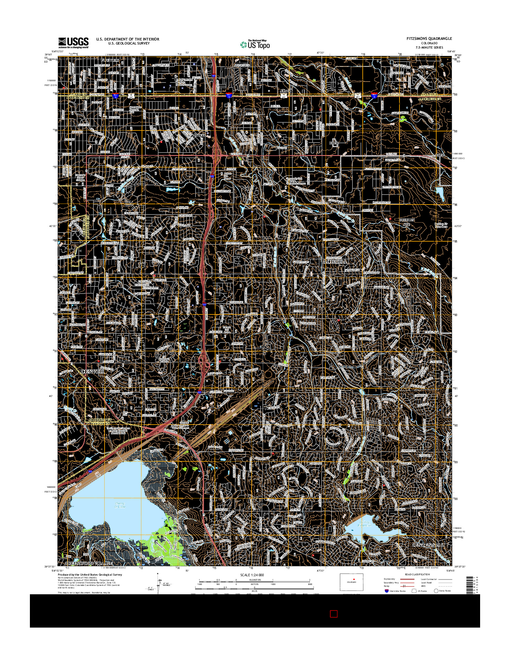 USGS US TOPO 7.5-MINUTE MAP FOR FITZSIMONS, CO 2016