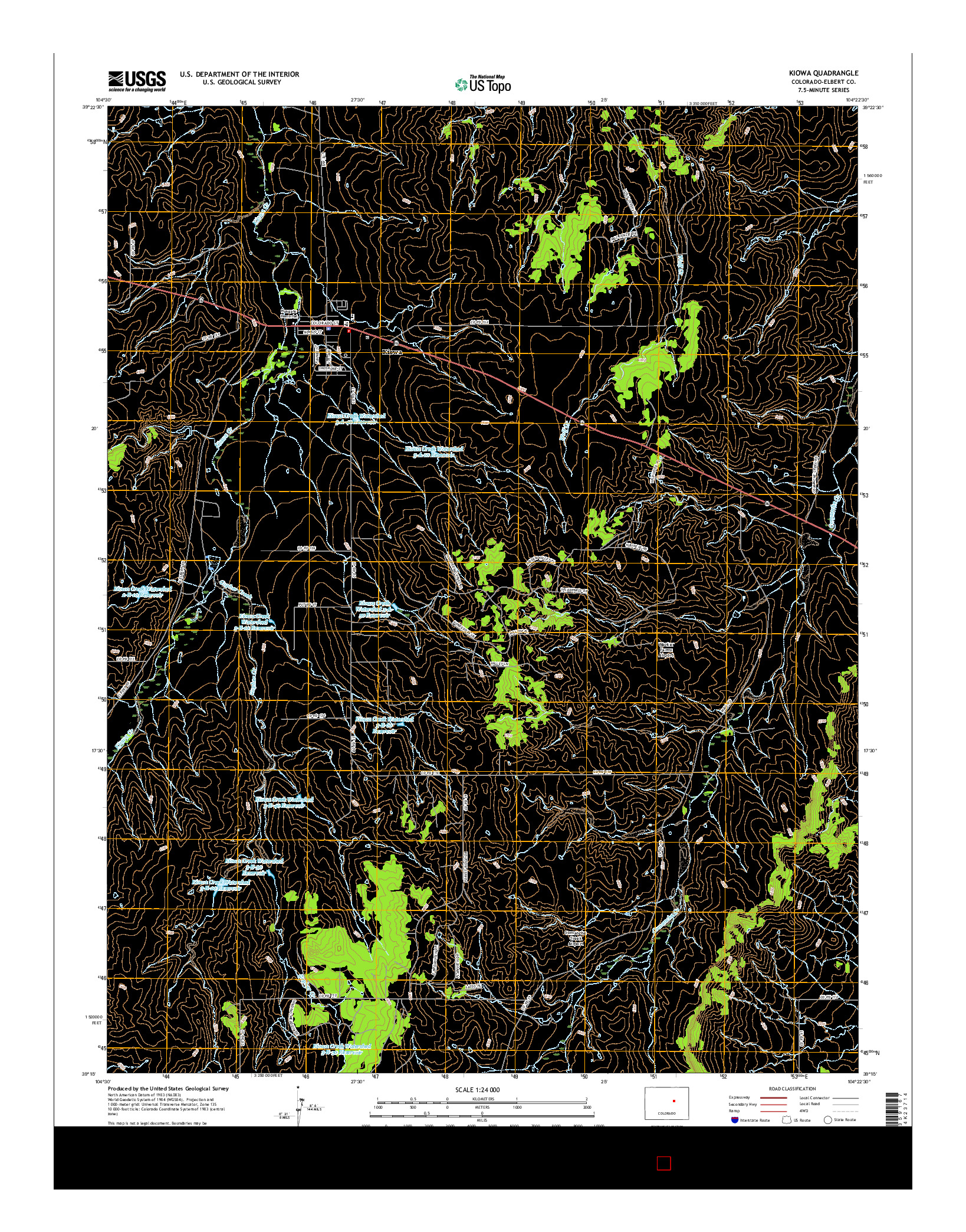 USGS US TOPO 7.5-MINUTE MAP FOR KIOWA, CO 2016