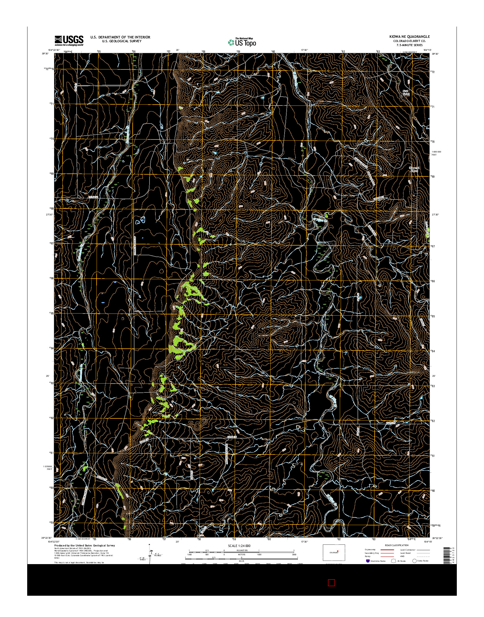 USGS US TOPO 7.5-MINUTE MAP FOR KIOWA NE, CO 2016