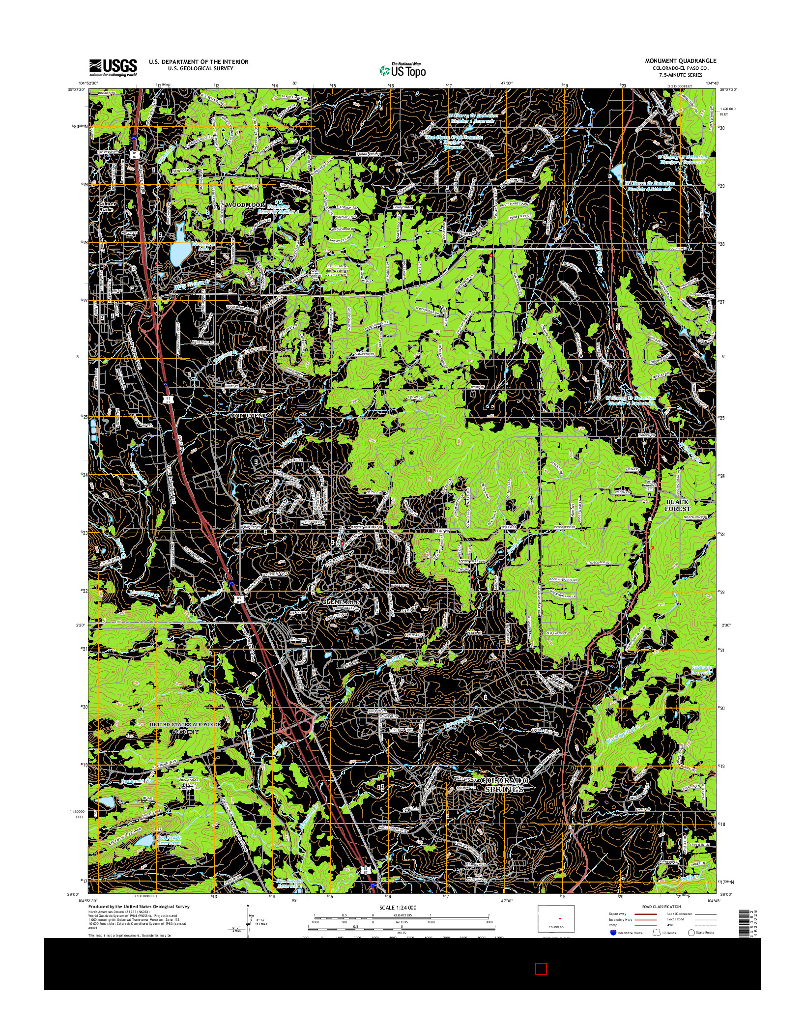USGS US TOPO 7.5-MINUTE MAP FOR MONUMENT, CO 2016