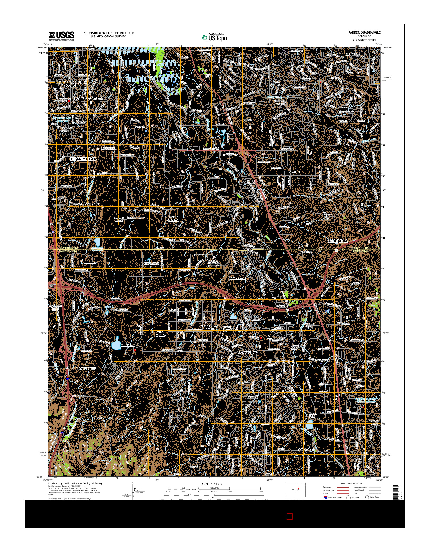 USGS US TOPO 7.5-MINUTE MAP FOR PARKER, CO 2016