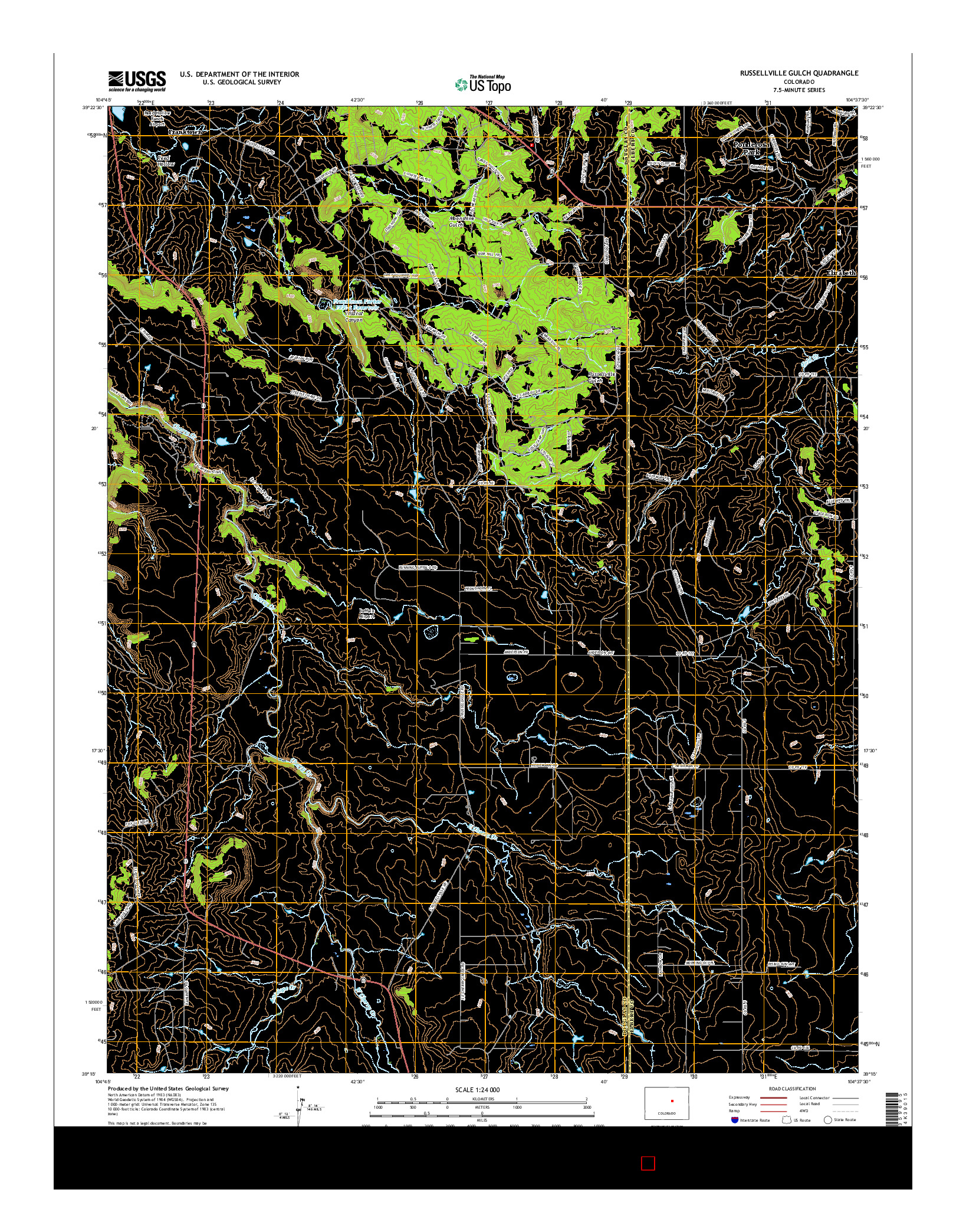 USGS US TOPO 7.5-MINUTE MAP FOR RUSSELLVILLE GULCH, CO 2016