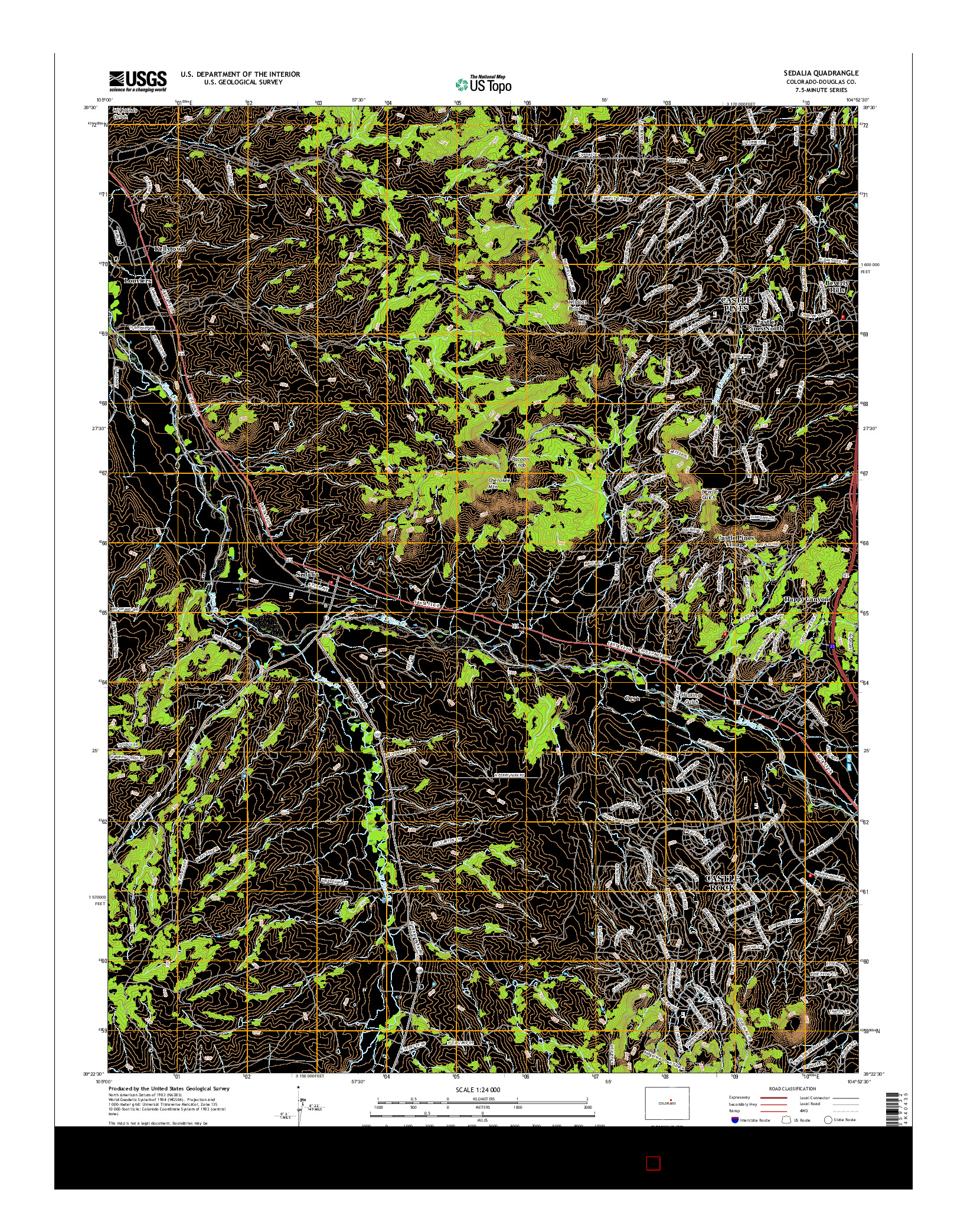USGS US TOPO 7.5-MINUTE MAP FOR SEDALIA, CO 2016