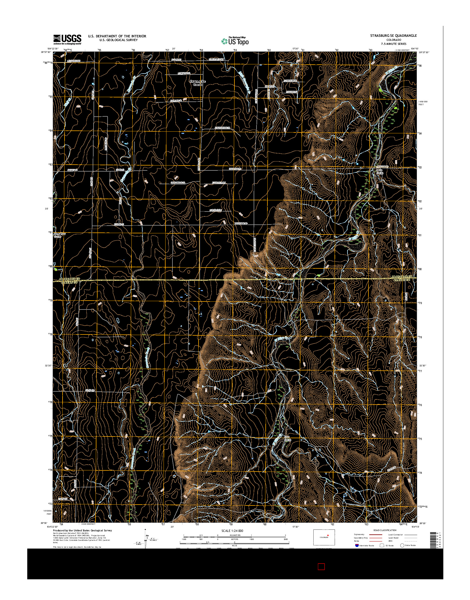 USGS US TOPO 7.5-MINUTE MAP FOR STRASBURG SE, CO 2016