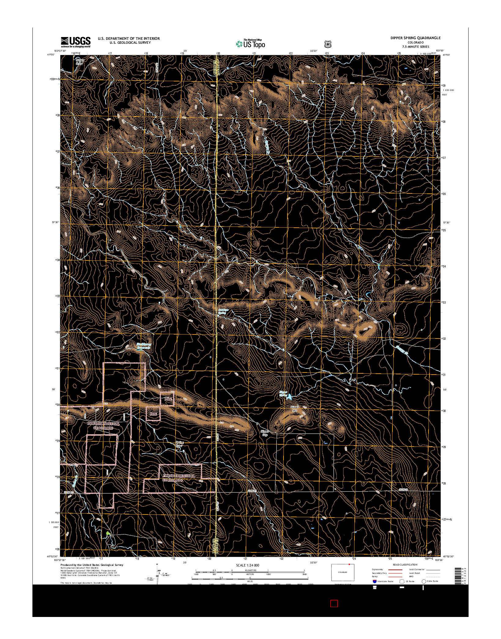 USGS US TOPO 7.5-MINUTE MAP FOR DIPPER SPRING, CO 2016
