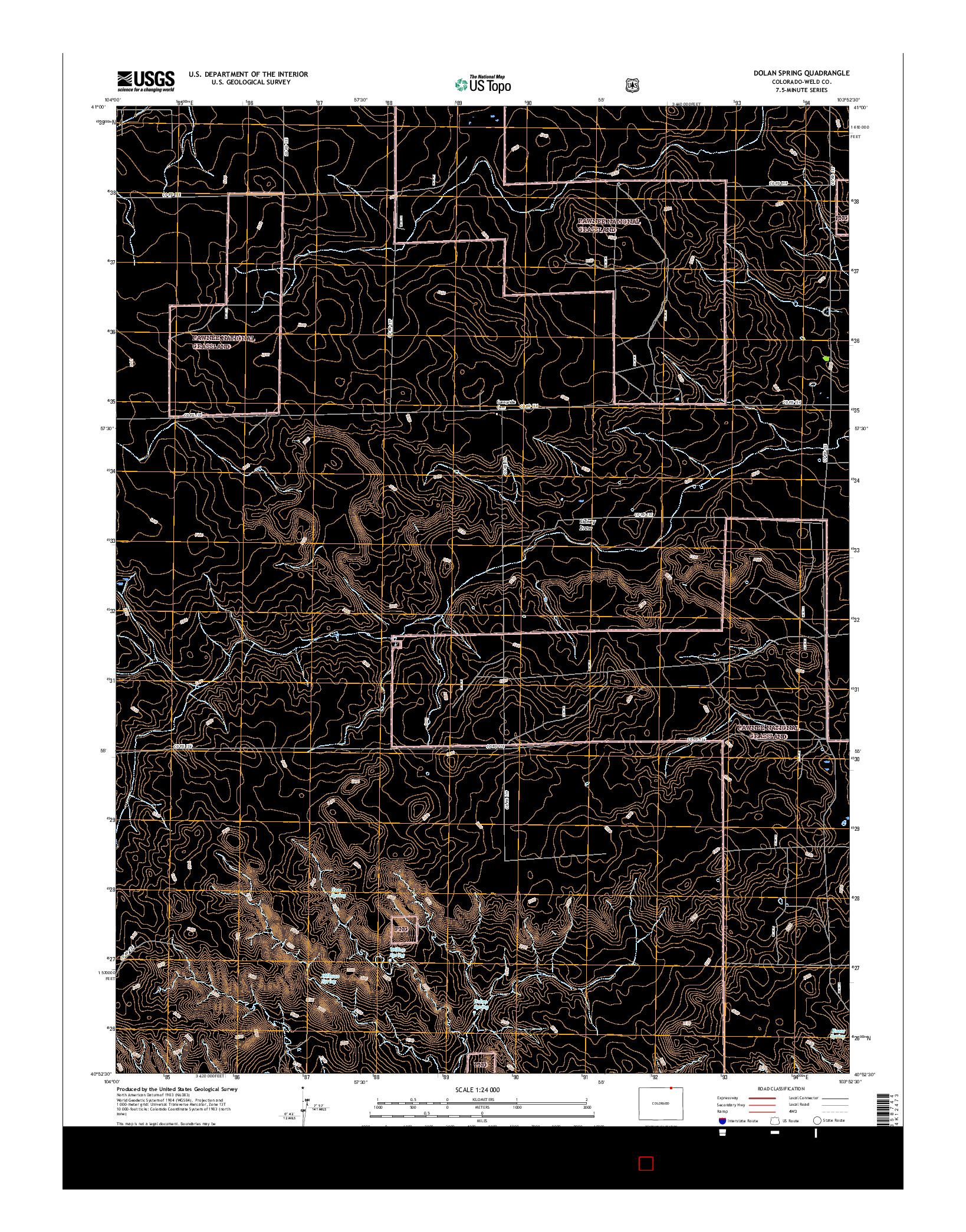 USGS US TOPO 7.5-MINUTE MAP FOR DOLAN SPRING, CO 2016