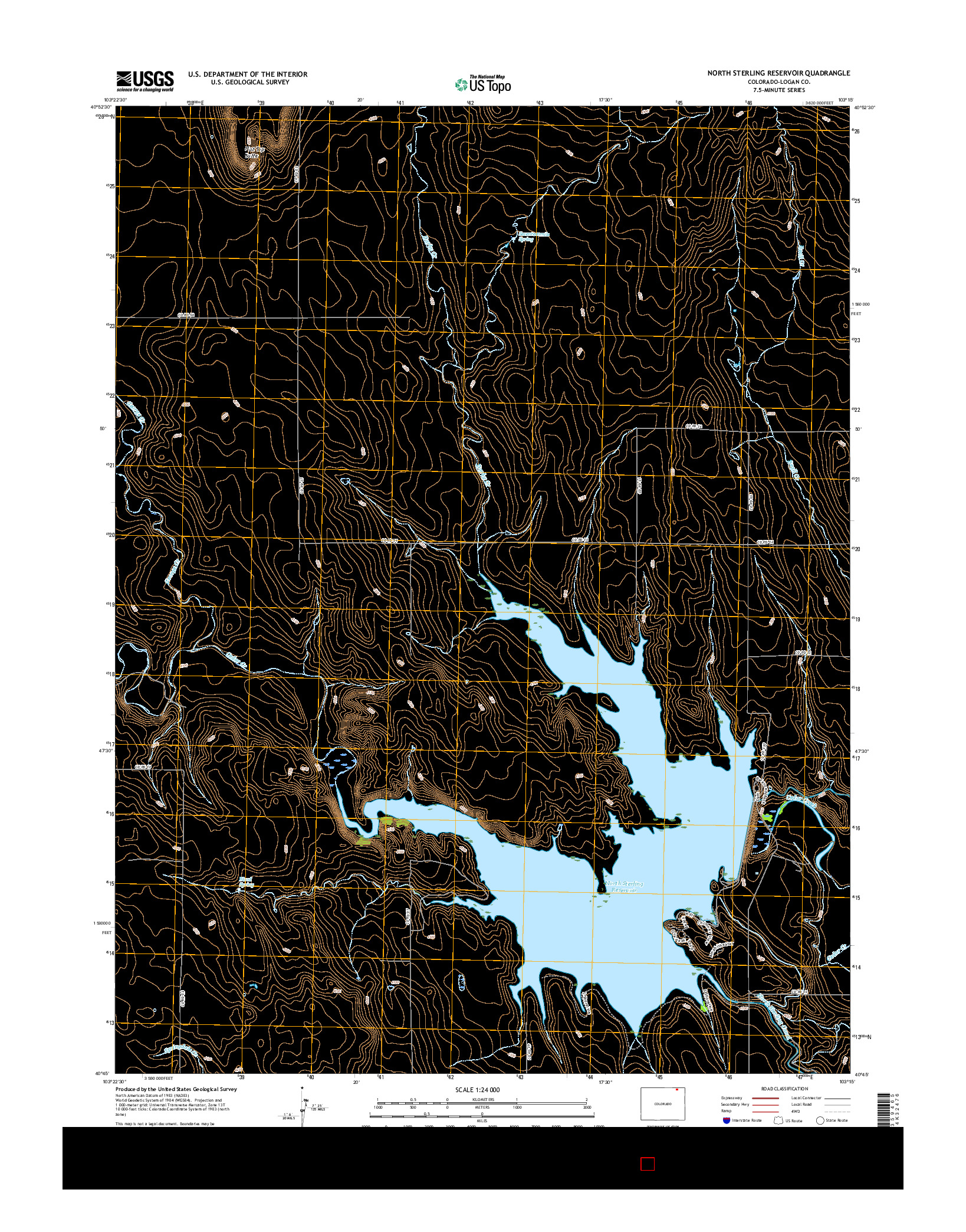 USGS US TOPO 7.5-MINUTE MAP FOR NORTH STERLING RESERVOIR, CO 2016