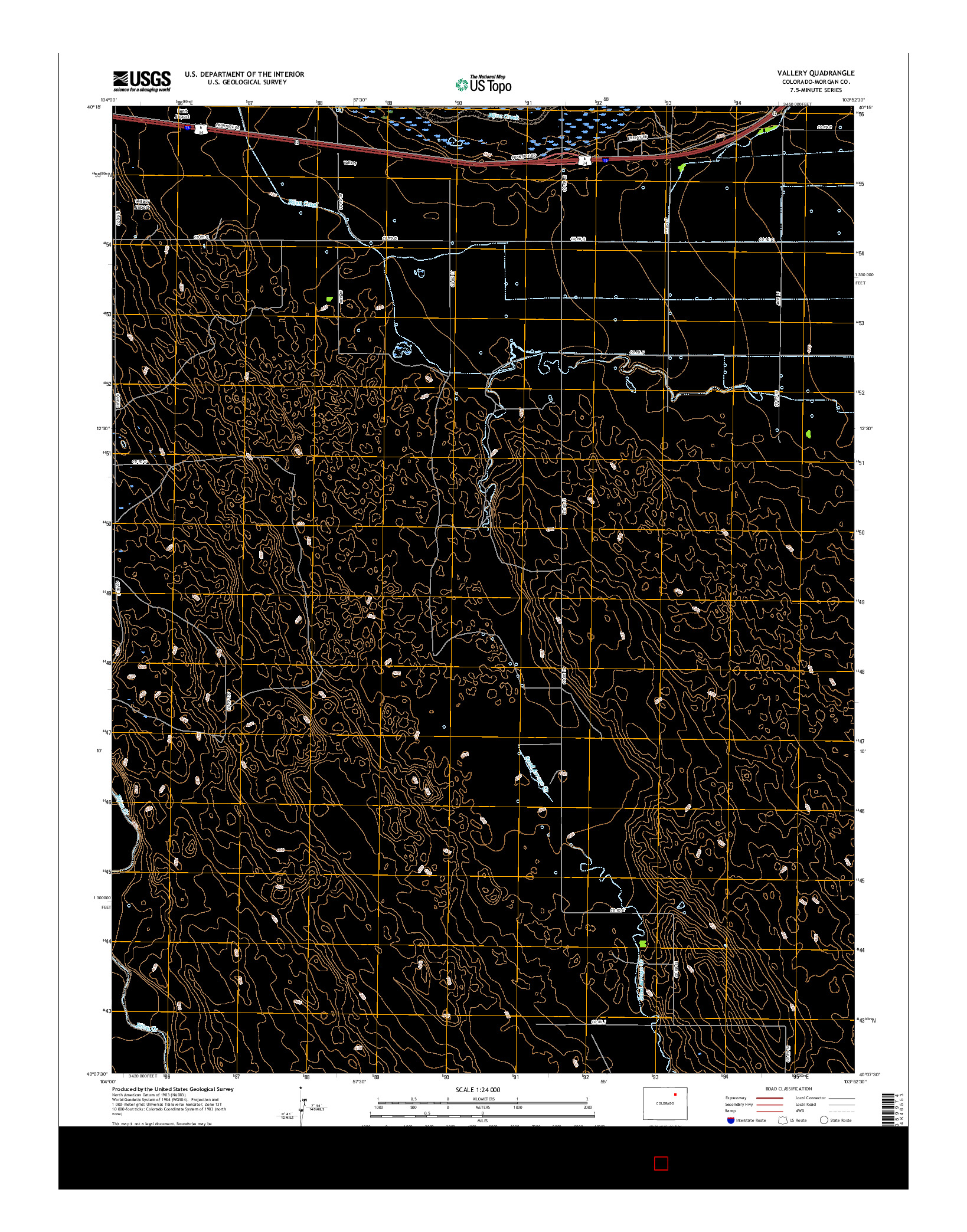 USGS US TOPO 7.5-MINUTE MAP FOR VALLERY, CO 2016