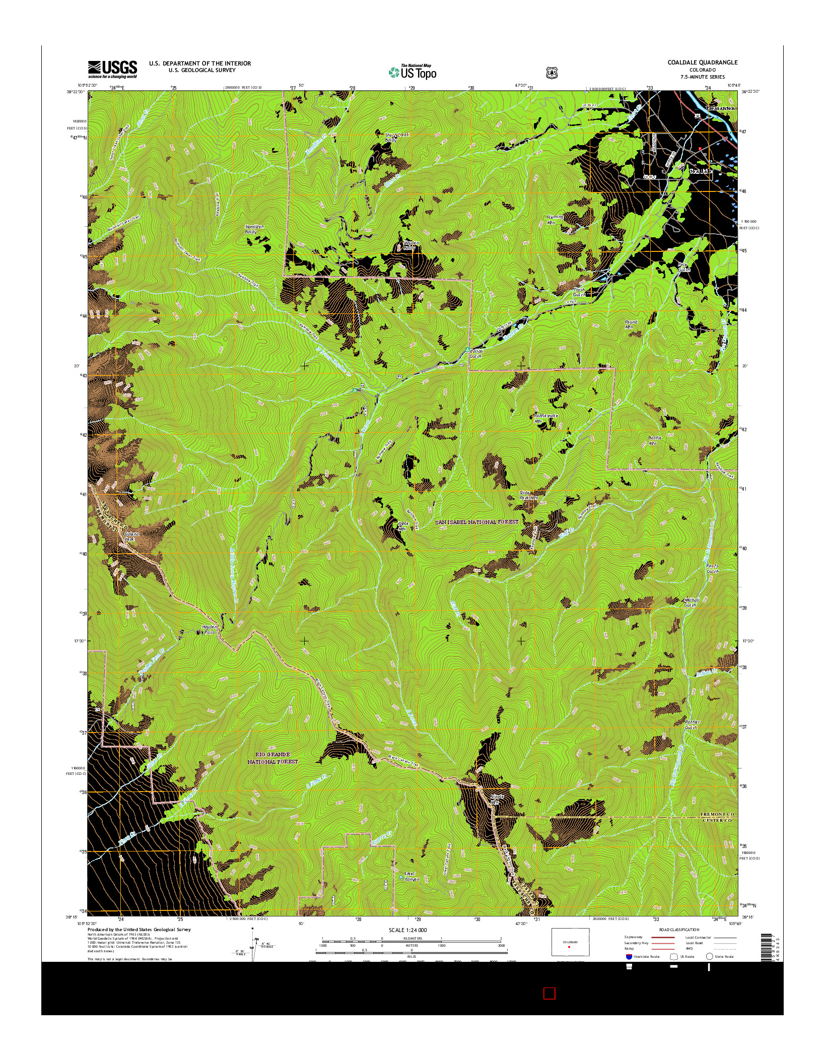 USGS US TOPO 7.5-MINUTE MAP FOR COALDALE, CO 2016