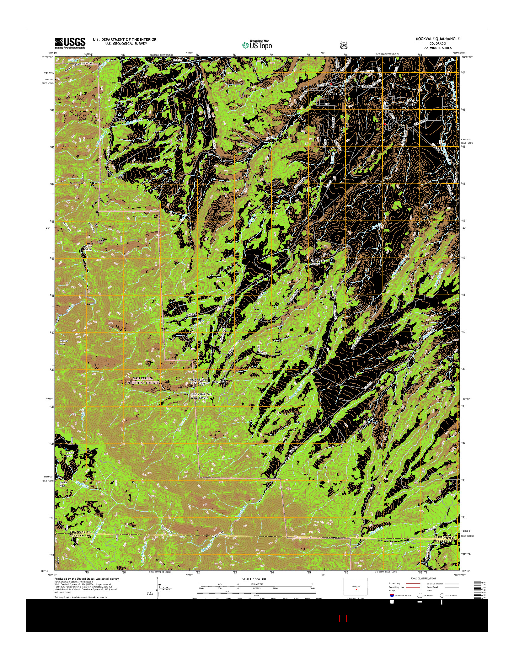 USGS US TOPO 7.5-MINUTE MAP FOR ROCKVALE, CO 2016