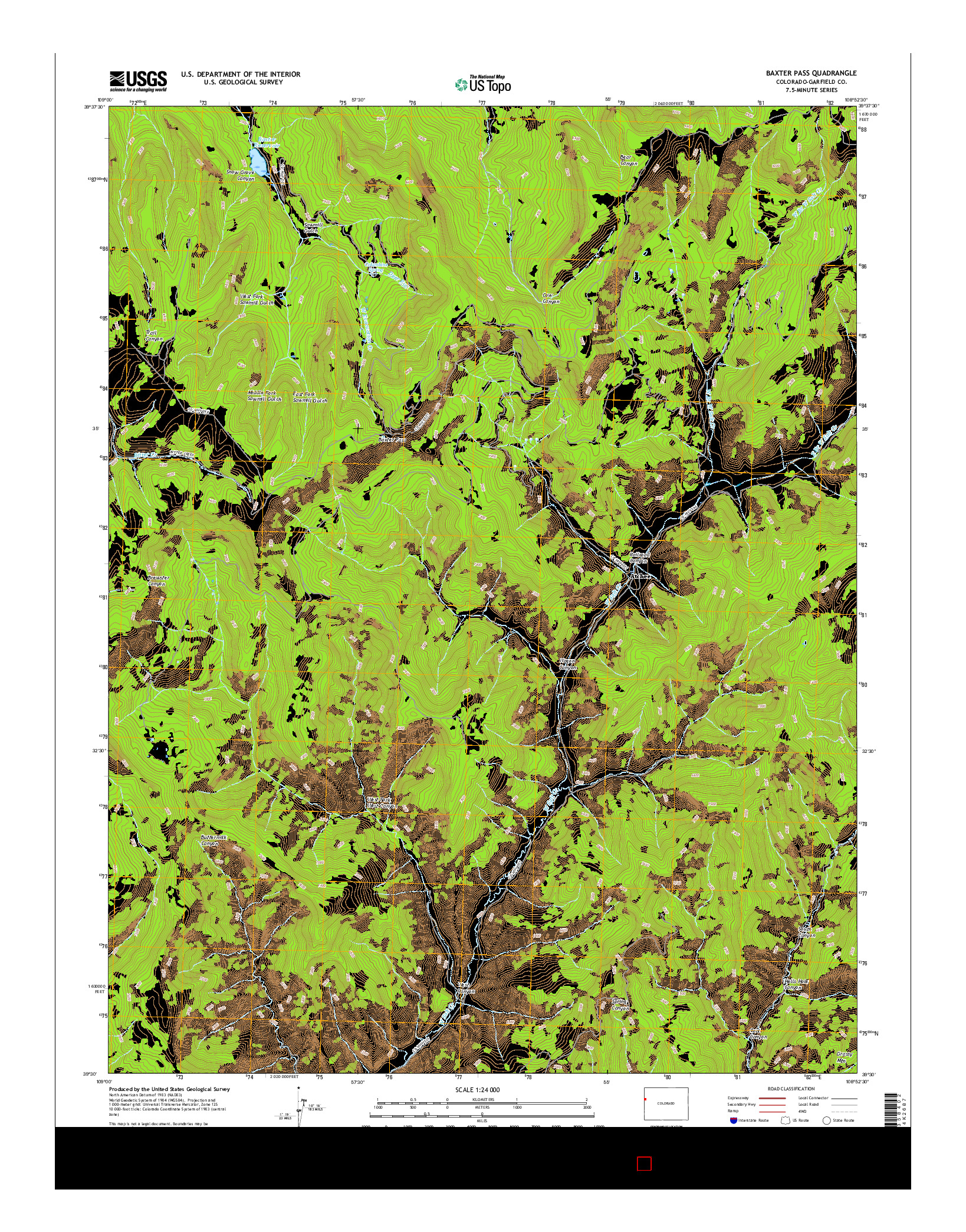 USGS US TOPO 7.5-MINUTE MAP FOR BAXTER PASS, CO 2016