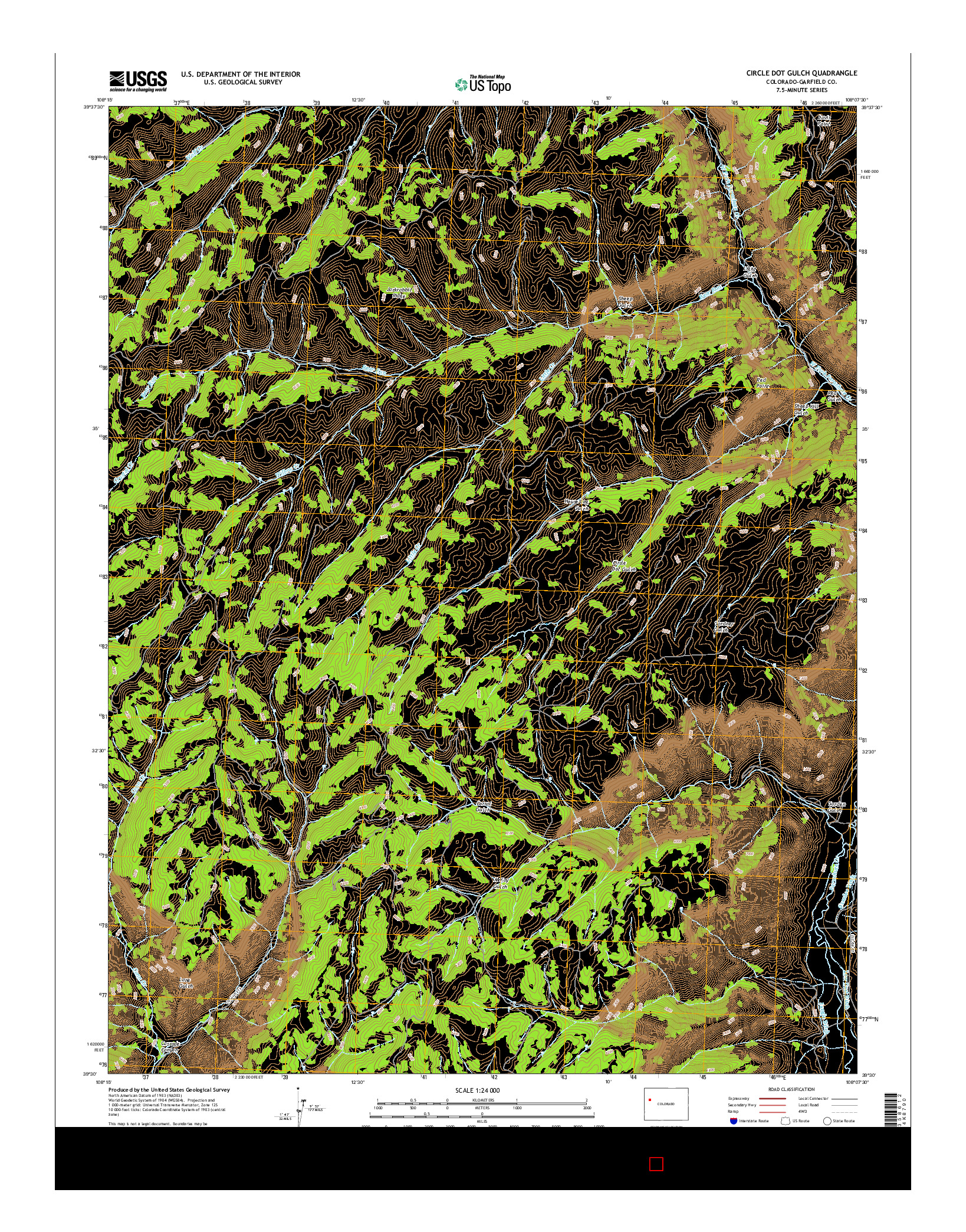 USGS US TOPO 7.5-MINUTE MAP FOR CIRCLE DOT GULCH, CO 2016