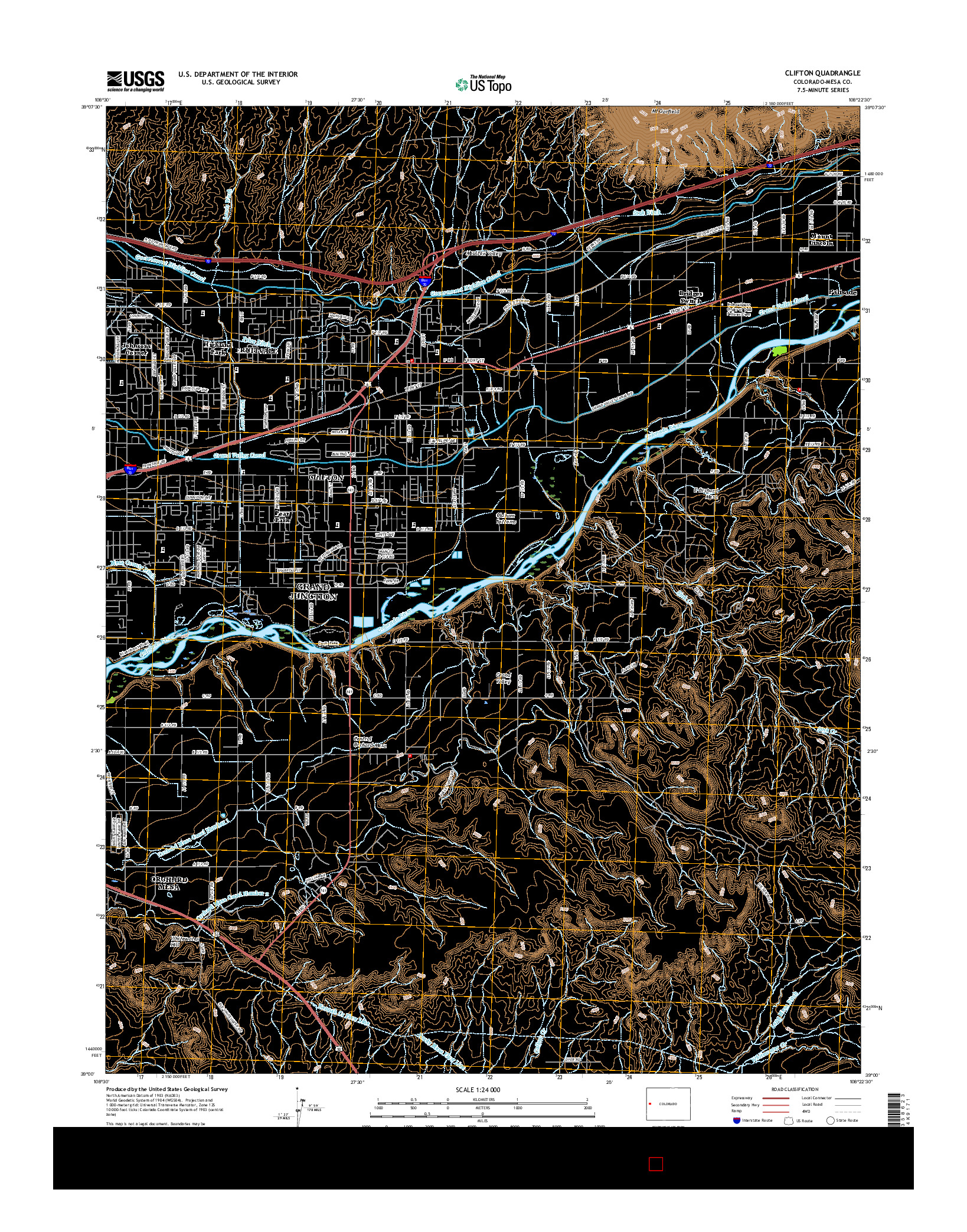 USGS US TOPO 7.5-MINUTE MAP FOR CLIFTON, CO 2016