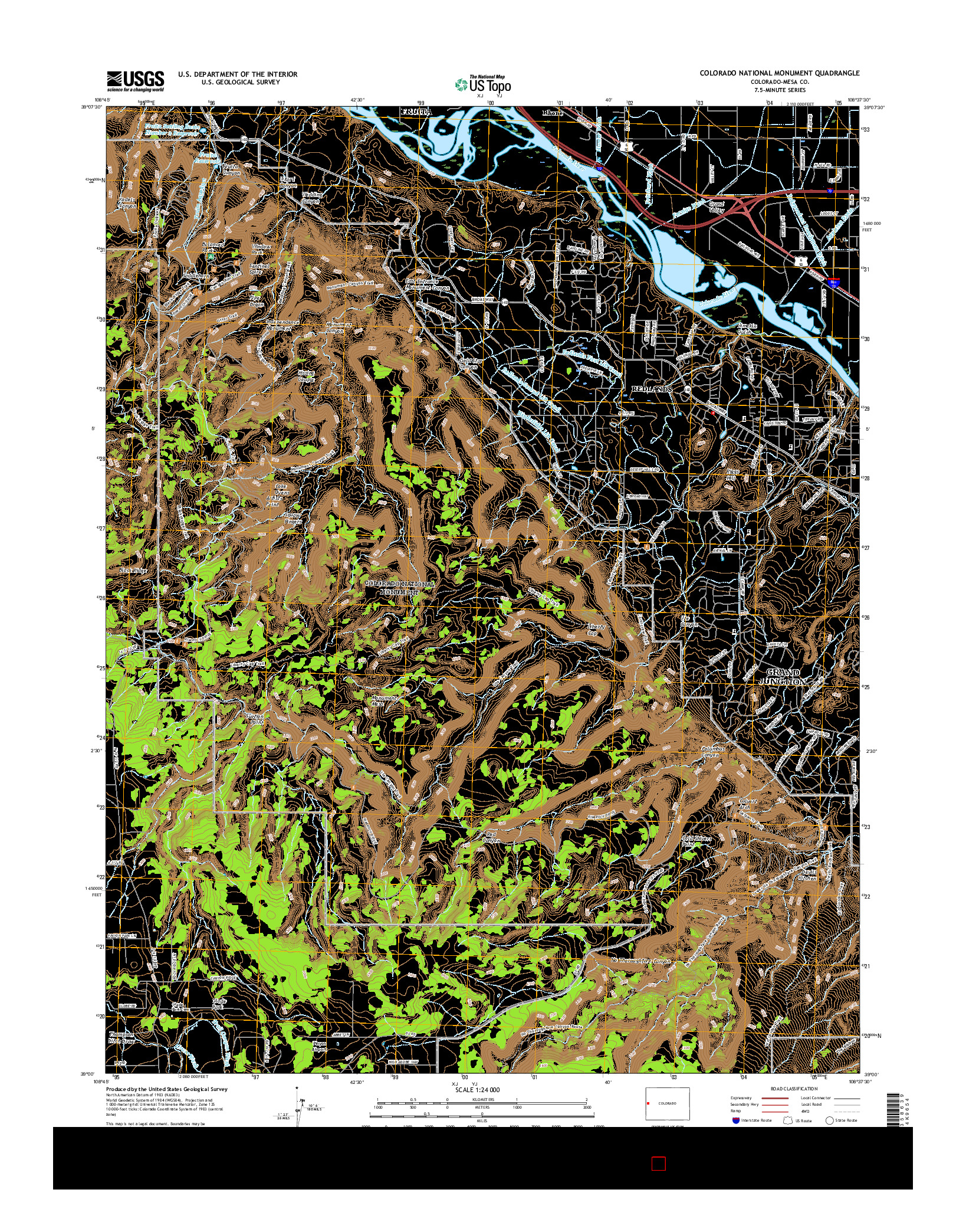 USGS US TOPO 7.5-MINUTE MAP FOR COLORADO NATIONAL MONUMENT, CO 2016