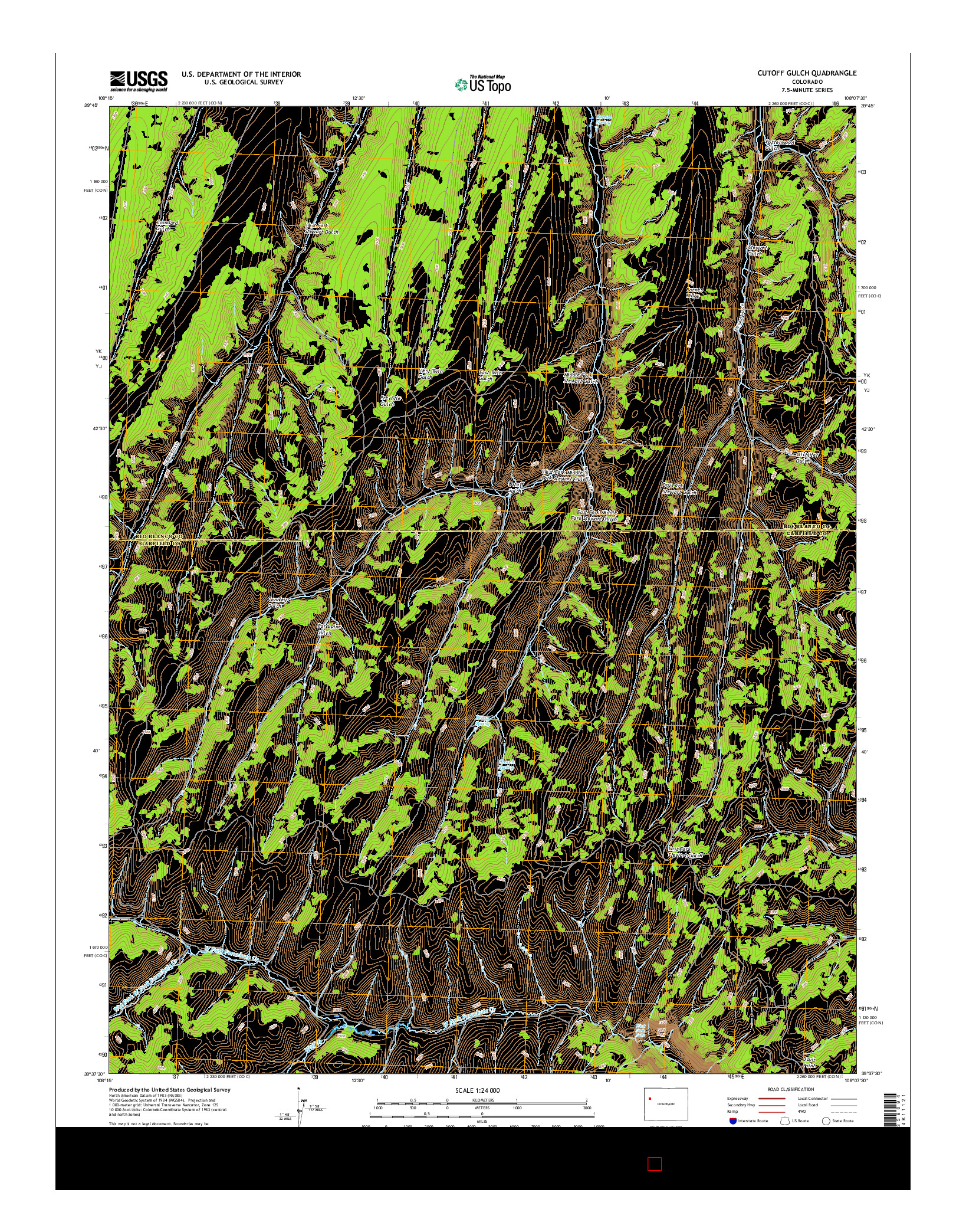 USGS US TOPO 7.5-MINUTE MAP FOR CUTOFF GULCH, CO 2016