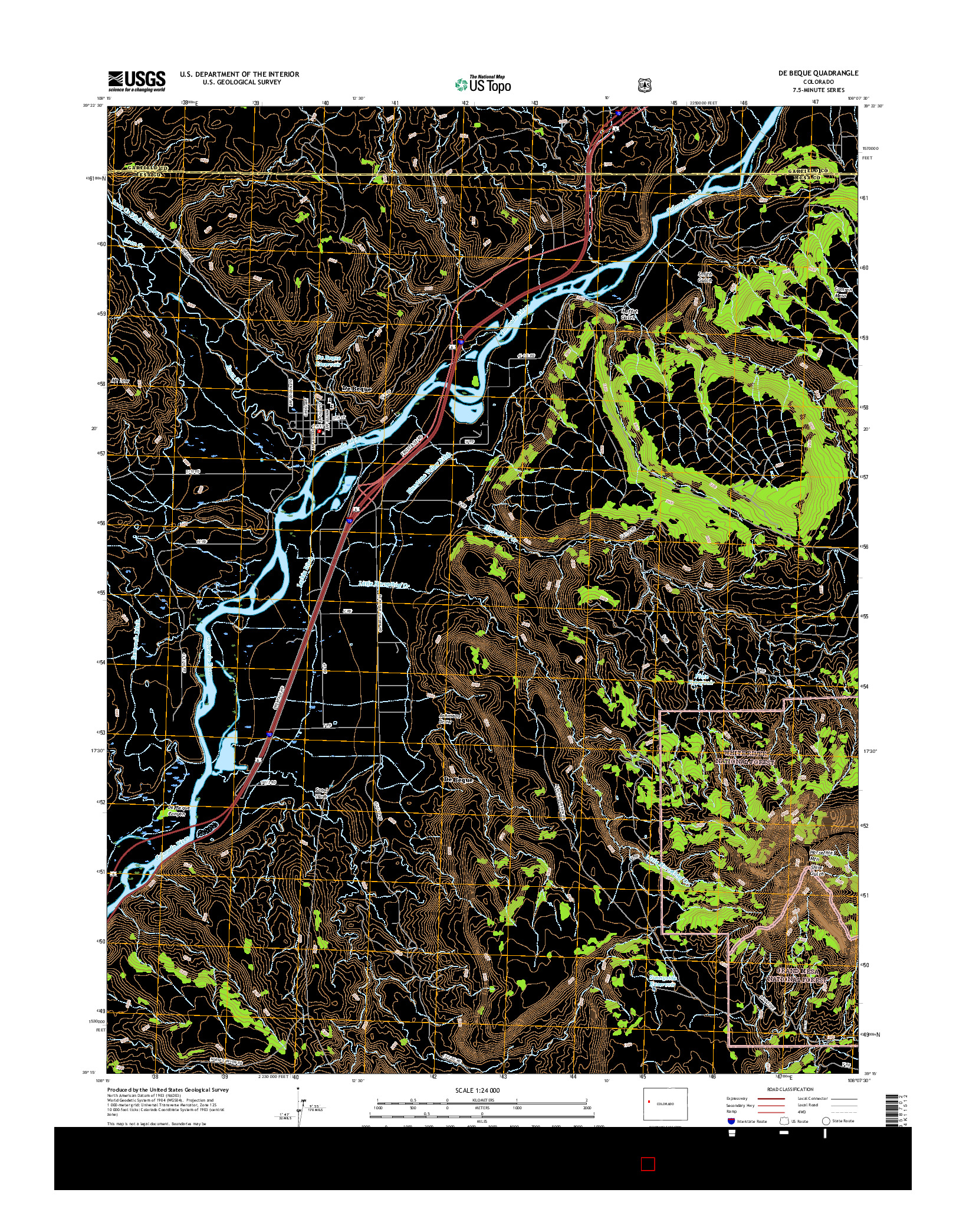 USGS US TOPO 7.5-MINUTE MAP FOR DE BEQUE, CO 2016