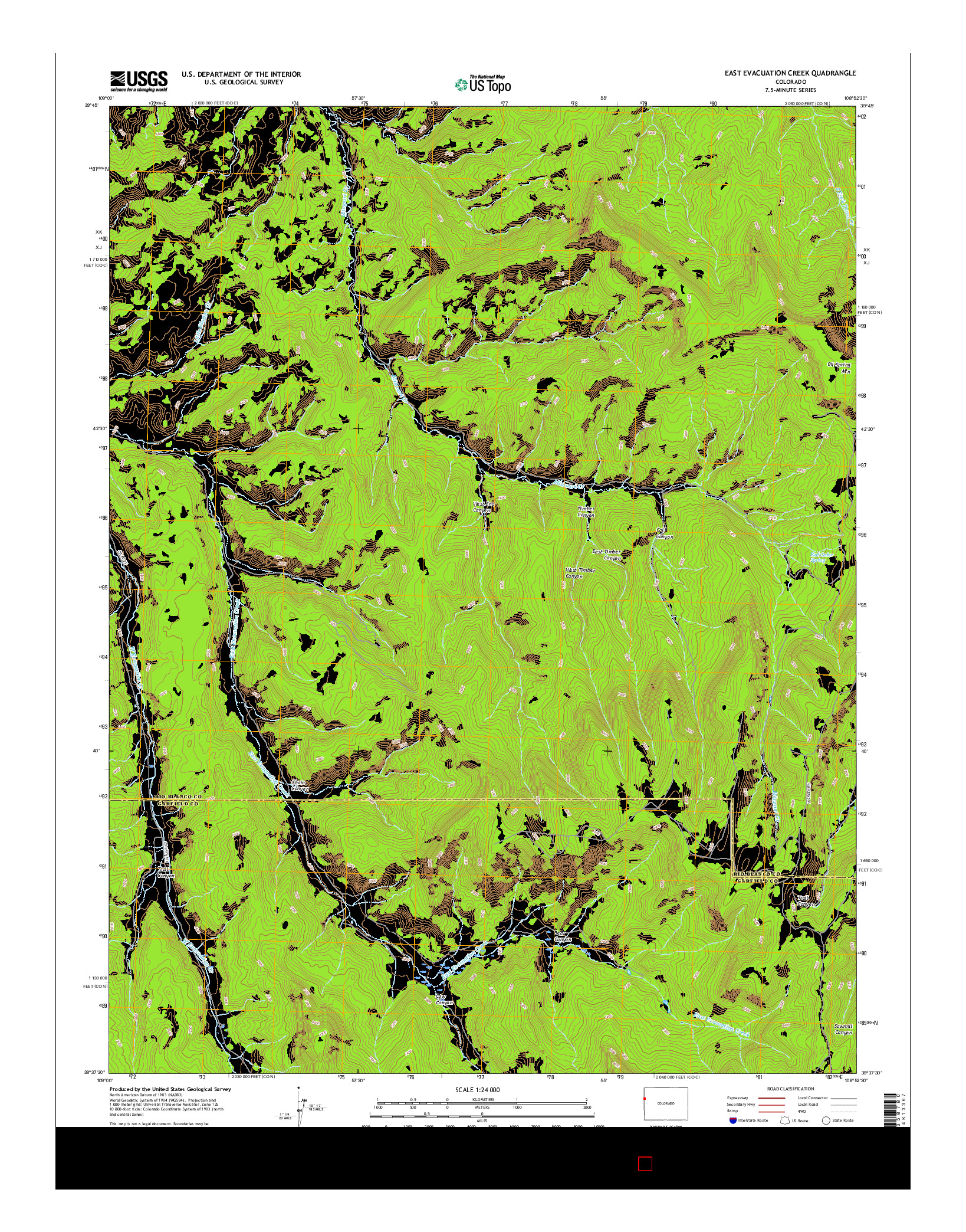 USGS US TOPO 7.5-MINUTE MAP FOR EAST EVACUATION CREEK, CO 2016