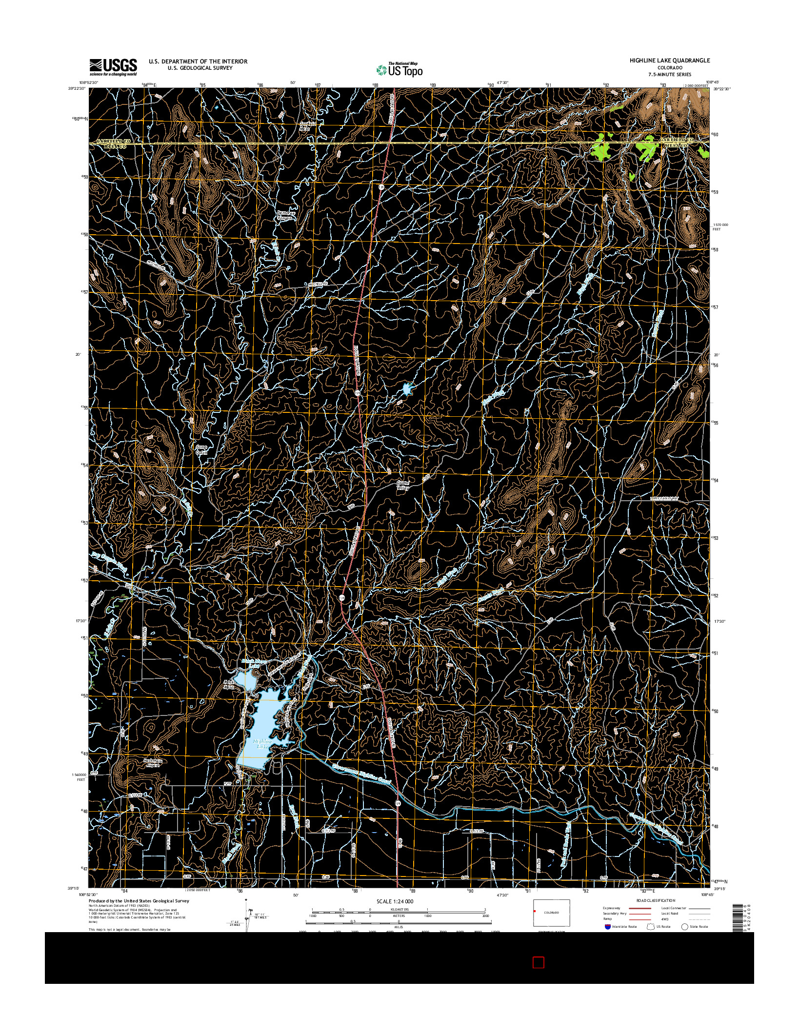 USGS US TOPO 7.5-MINUTE MAP FOR HIGHLINE LAKE, CO 2016