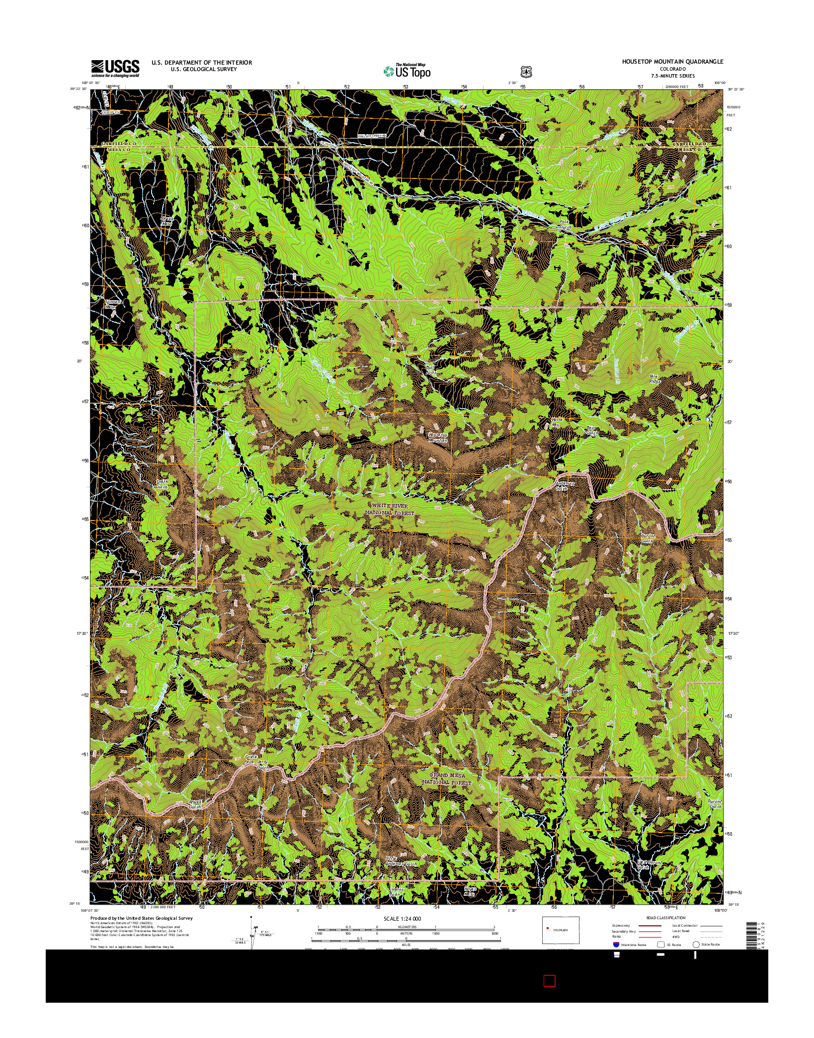 USGS US TOPO 7.5-MINUTE MAP FOR HOUSETOP MOUNTAIN, CO 2016