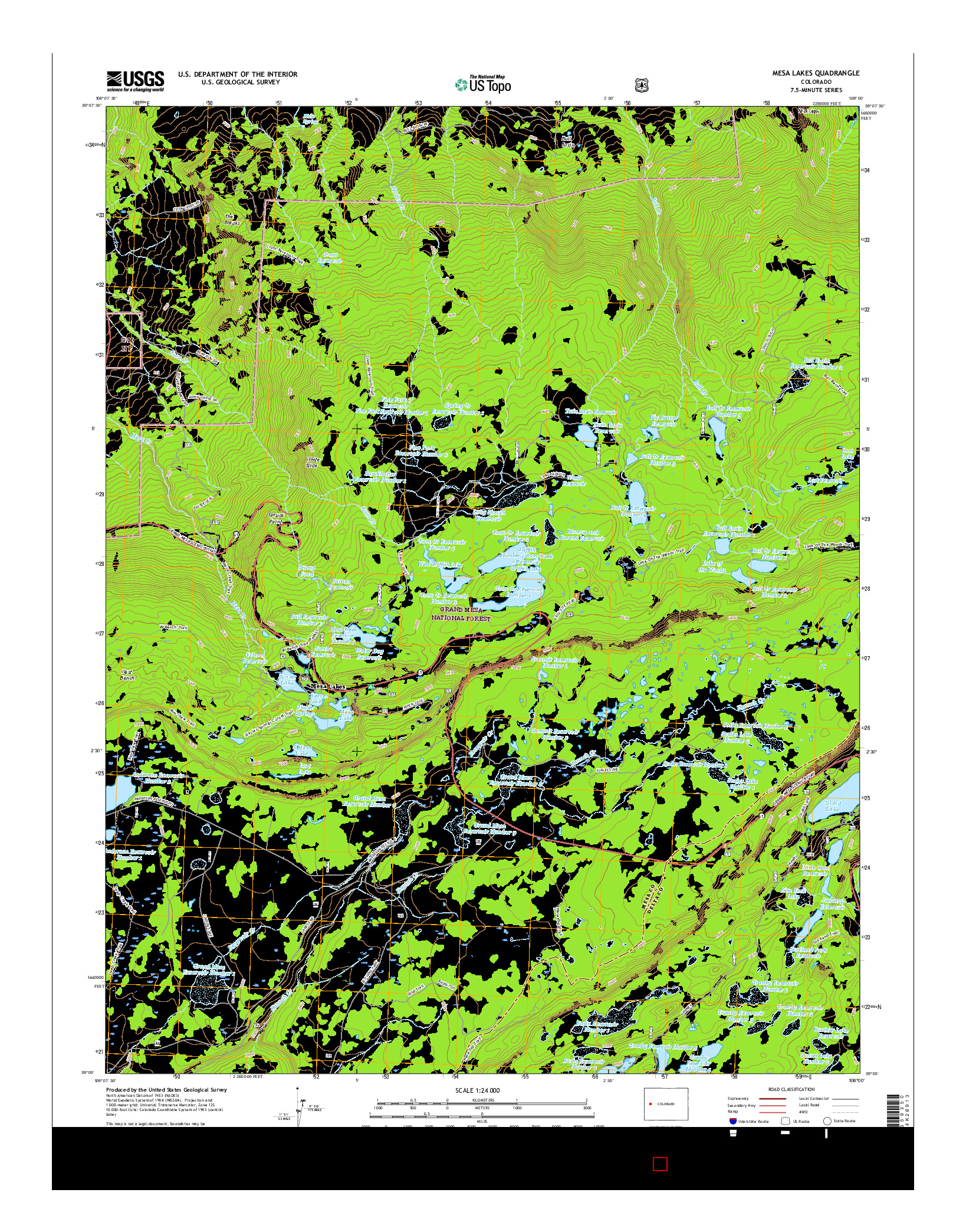 USGS US TOPO 7.5-MINUTE MAP FOR MESA LAKES, CO 2016