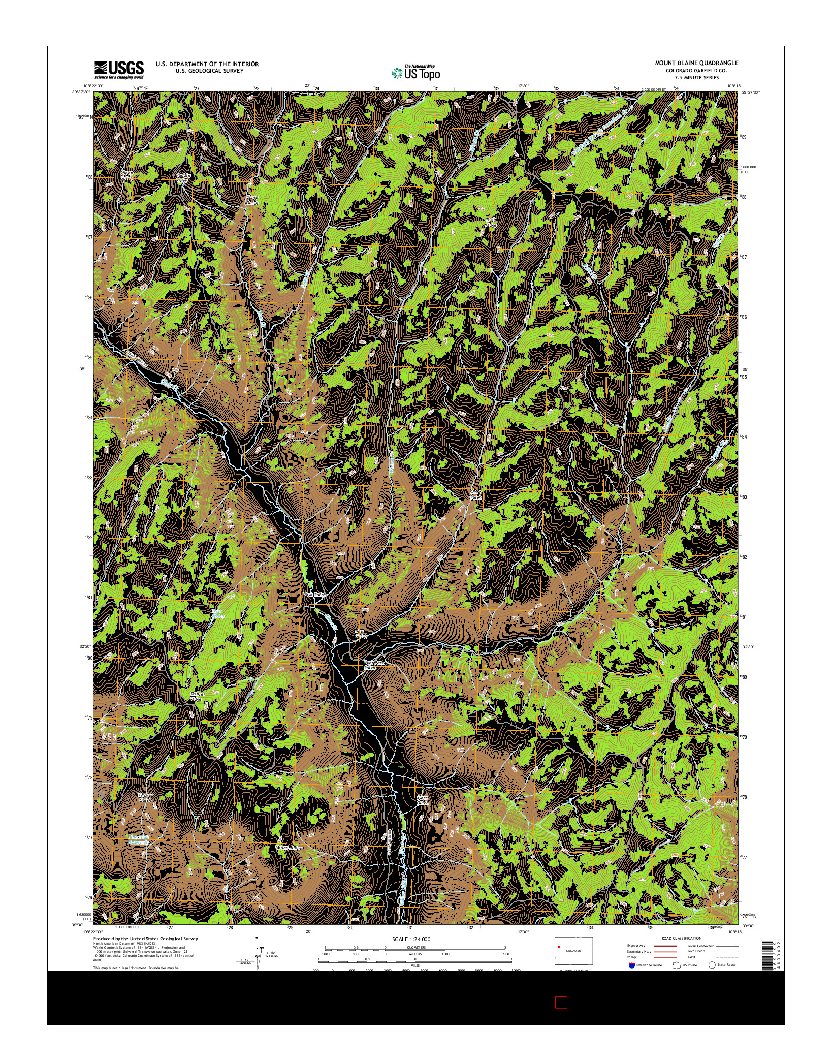 USGS US TOPO 7.5-MINUTE MAP FOR MOUNT BLAINE, CO 2016