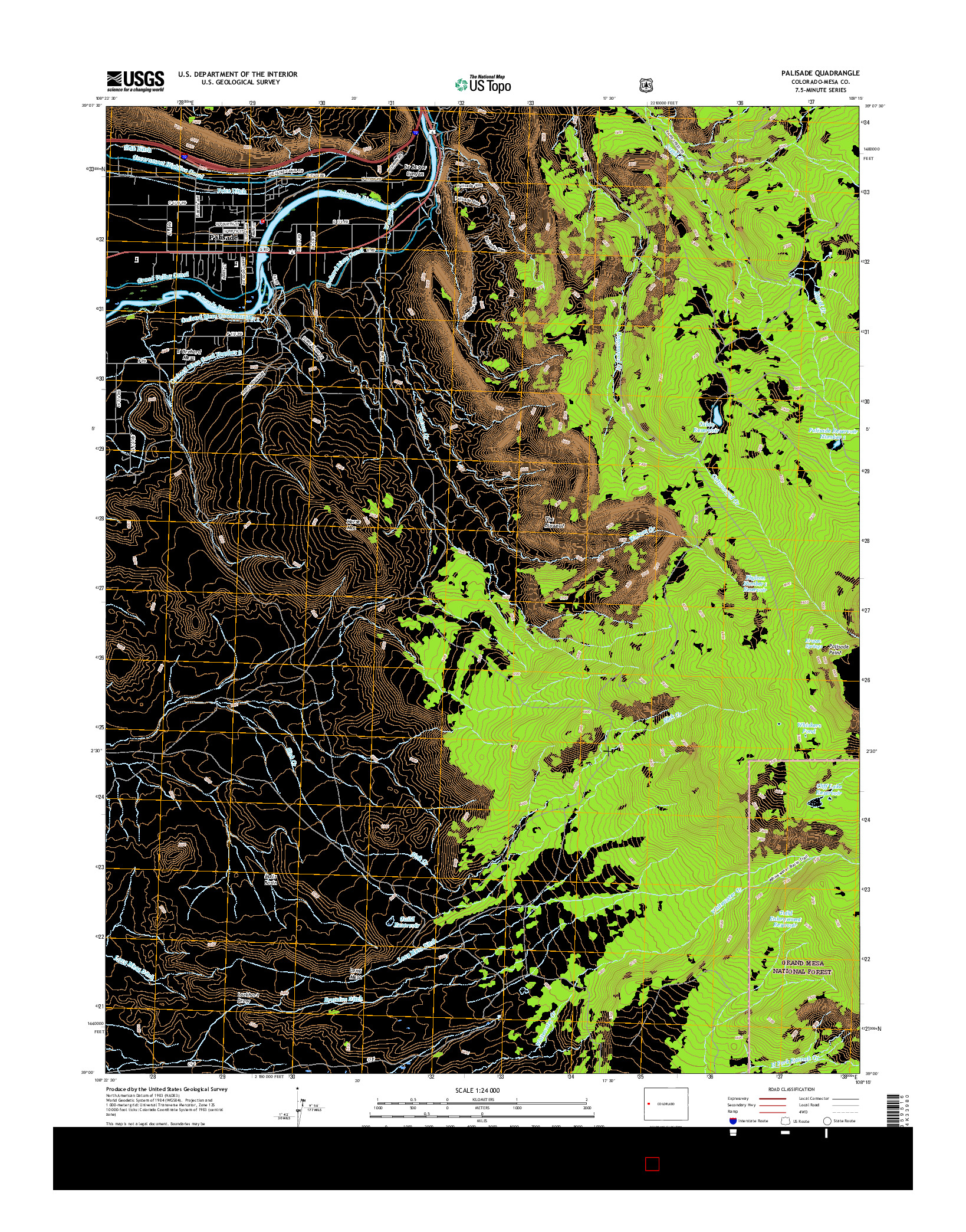 USGS US TOPO 7.5-MINUTE MAP FOR PALISADE, CO 2016