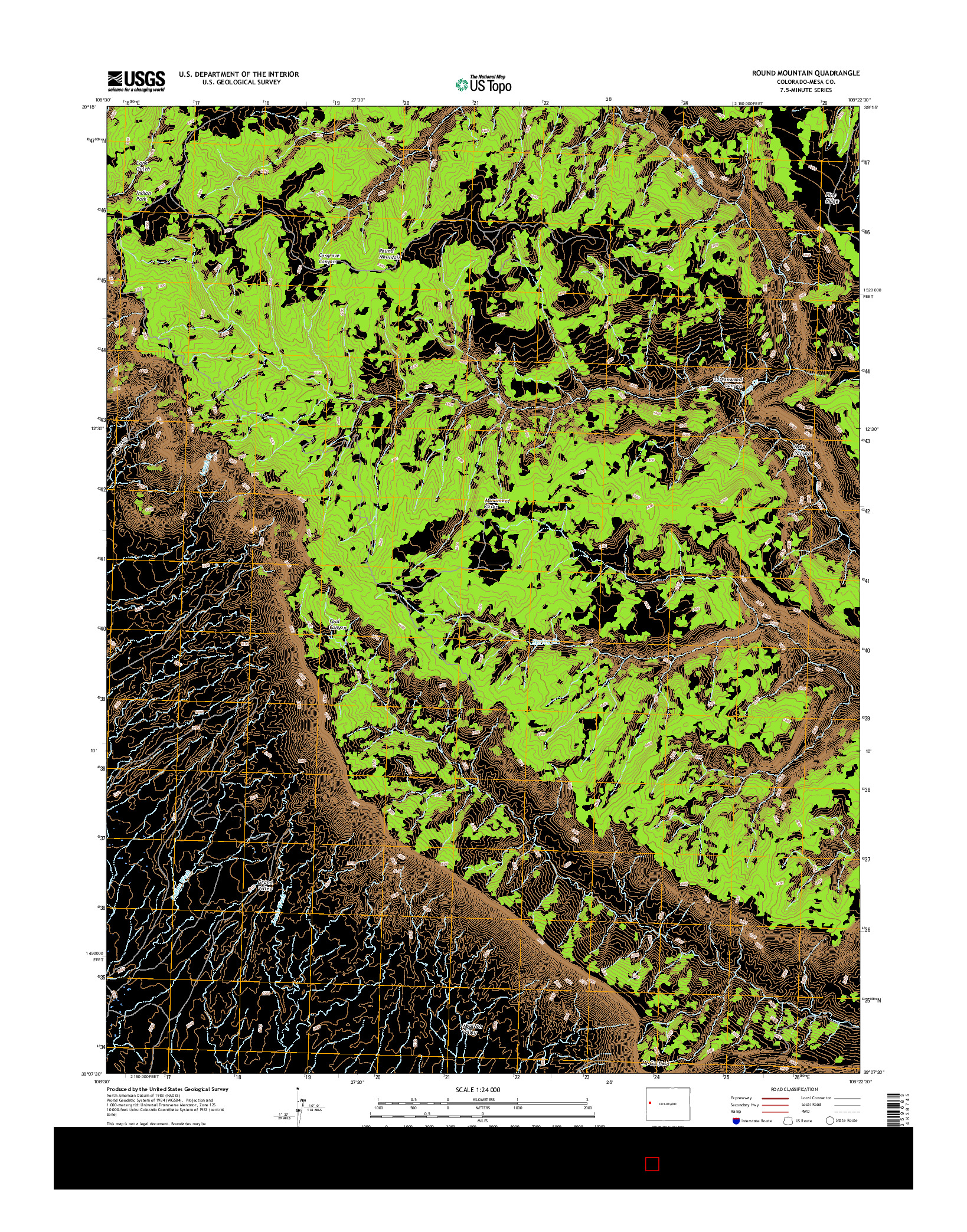 USGS US TOPO 7.5-MINUTE MAP FOR ROUND MOUNTAIN, CO 2016