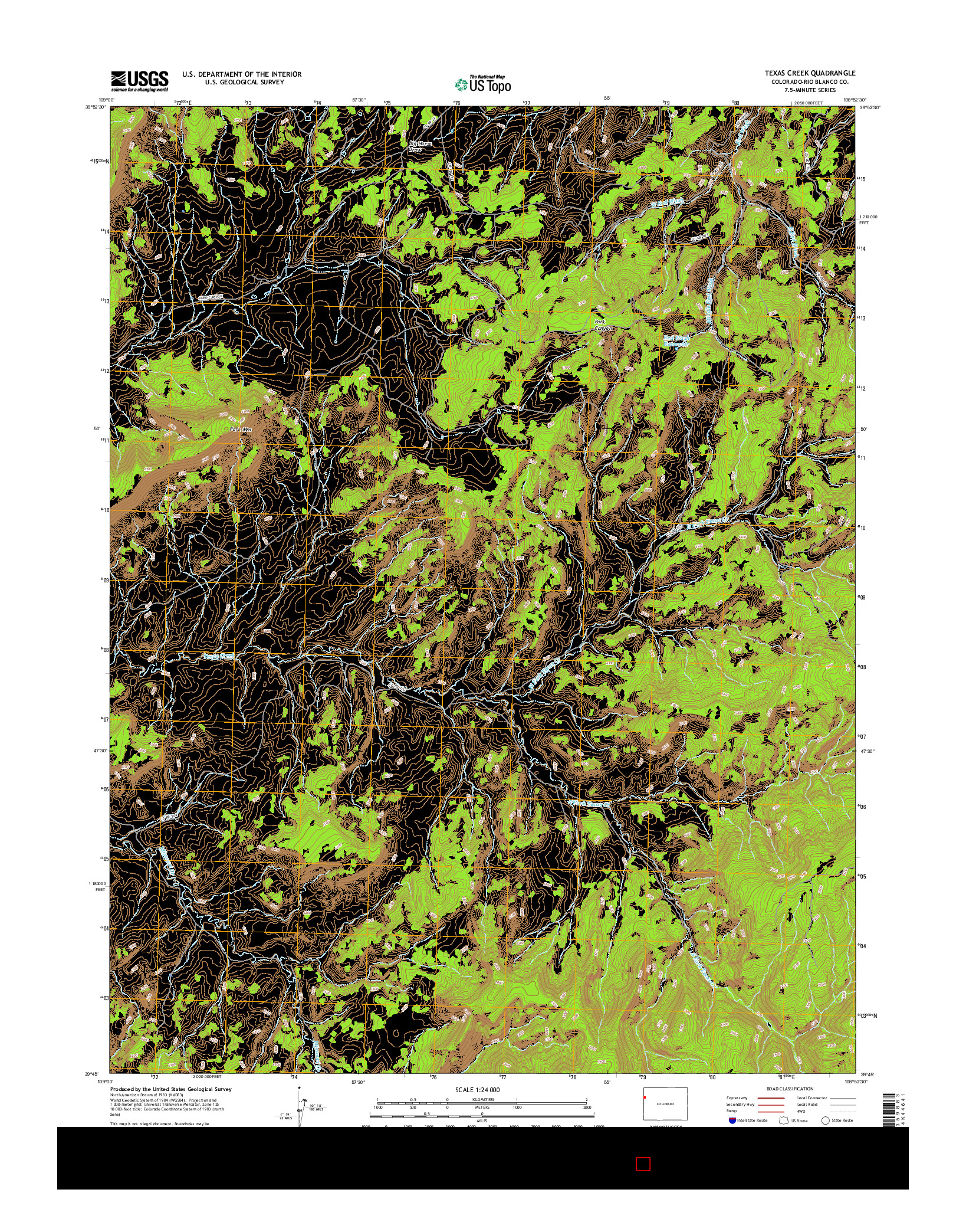 USGS US TOPO 7.5-MINUTE MAP FOR TEXAS CREEK, CO 2016