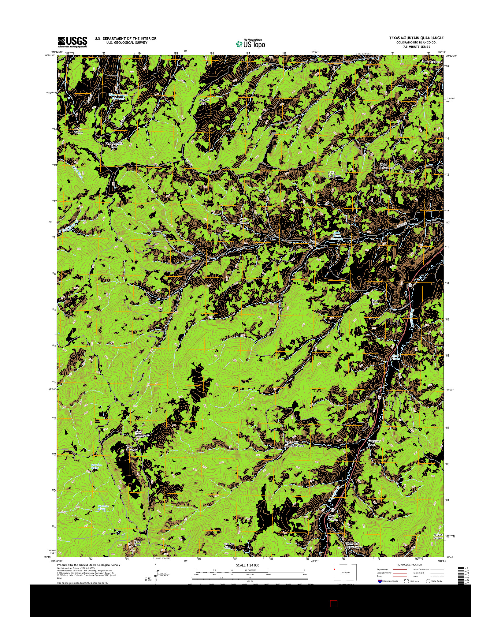 USGS US TOPO 7.5-MINUTE MAP FOR TEXAS MOUNTAIN, CO 2016