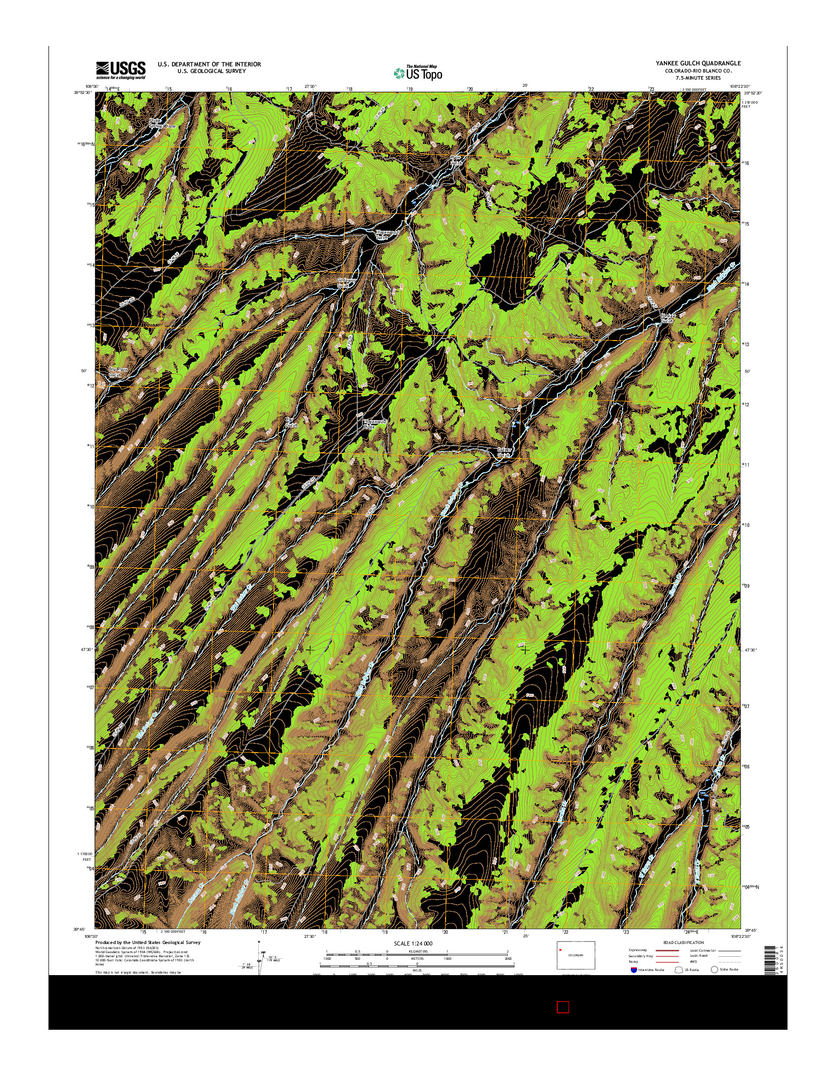 USGS US TOPO 7.5-MINUTE MAP FOR YANKEE GULCH, CO 2016