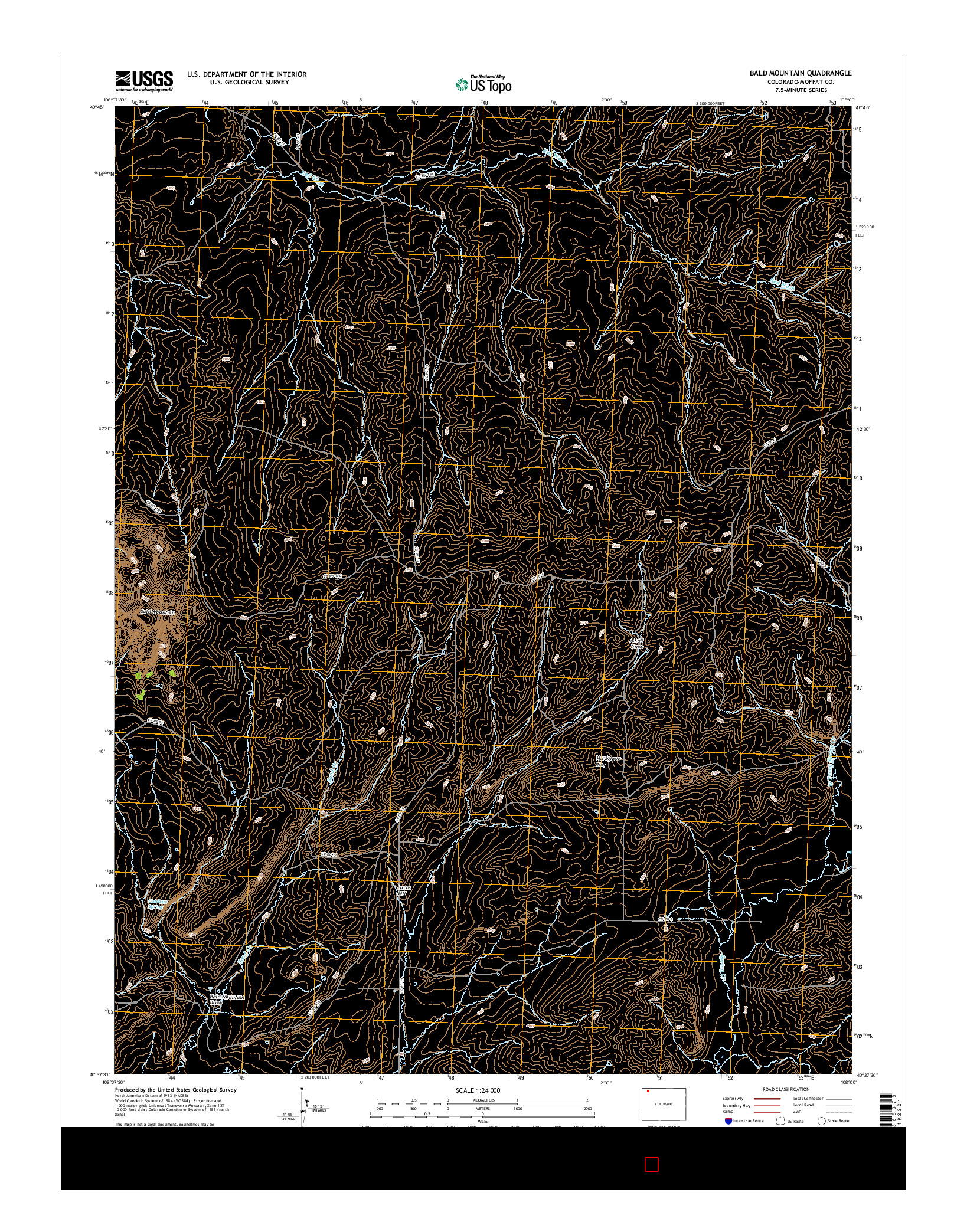 USGS US TOPO 7.5-MINUTE MAP FOR BALD MOUNTAIN, CO 2016