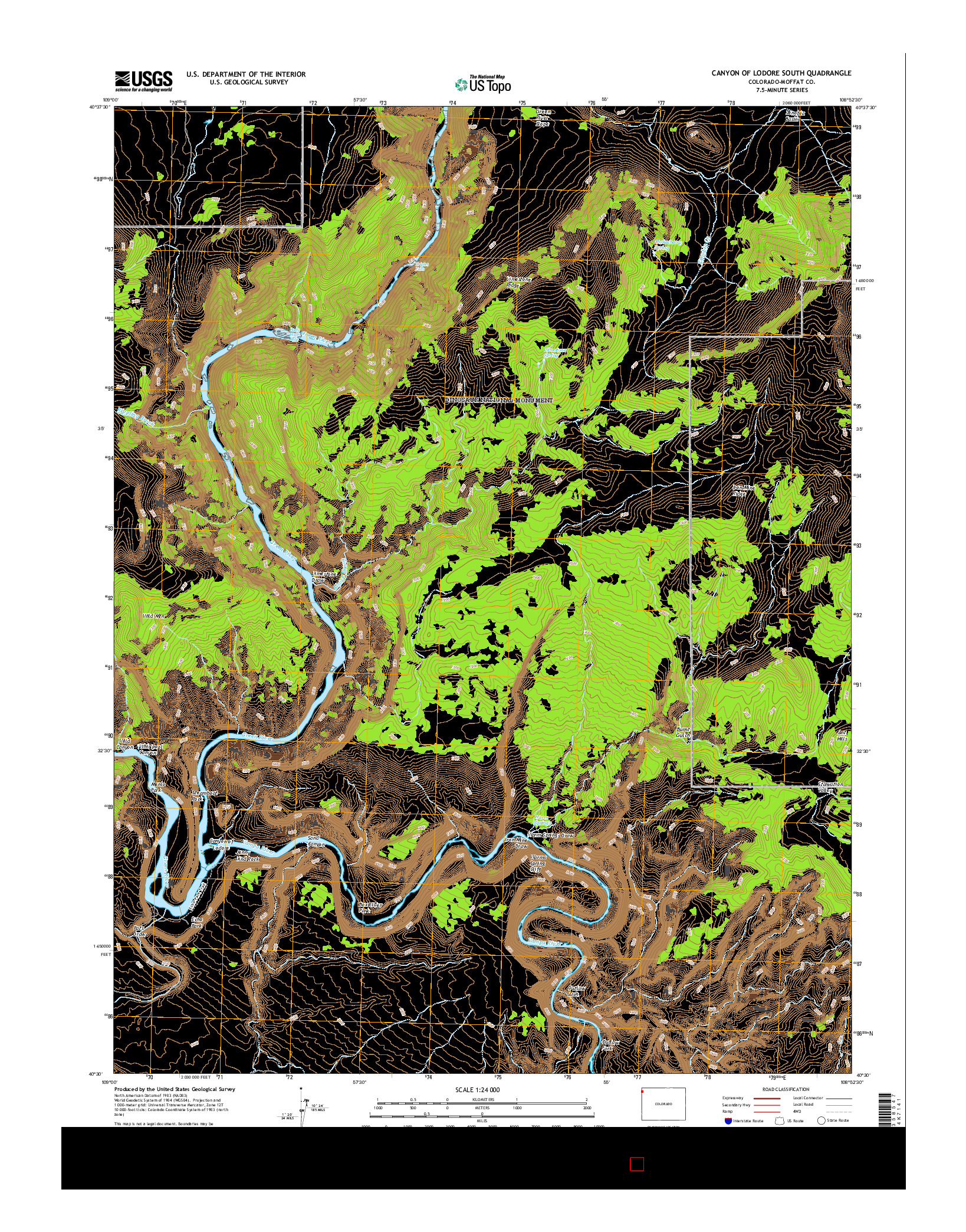 USGS US TOPO 7.5-MINUTE MAP FOR CANYON OF LODORE SOUTH, CO 2016