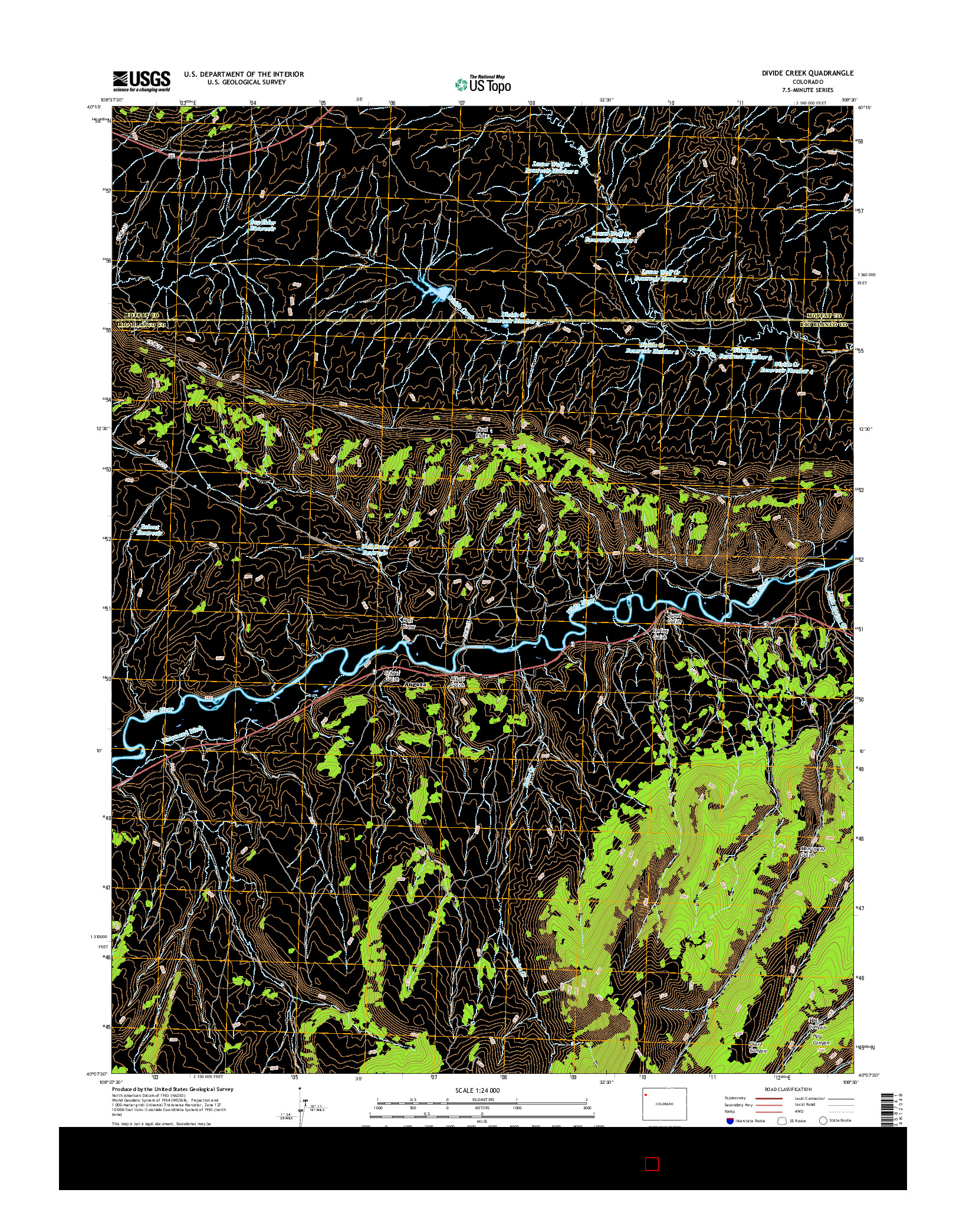 USGS US TOPO 7.5-MINUTE MAP FOR DIVIDE CREEK, CO 2016