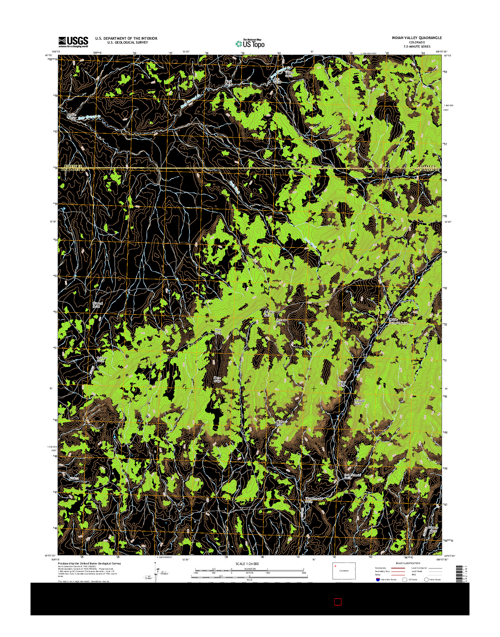 USGS US TOPO 7.5-MINUTE MAP FOR INDIAN VALLEY, CO 2016