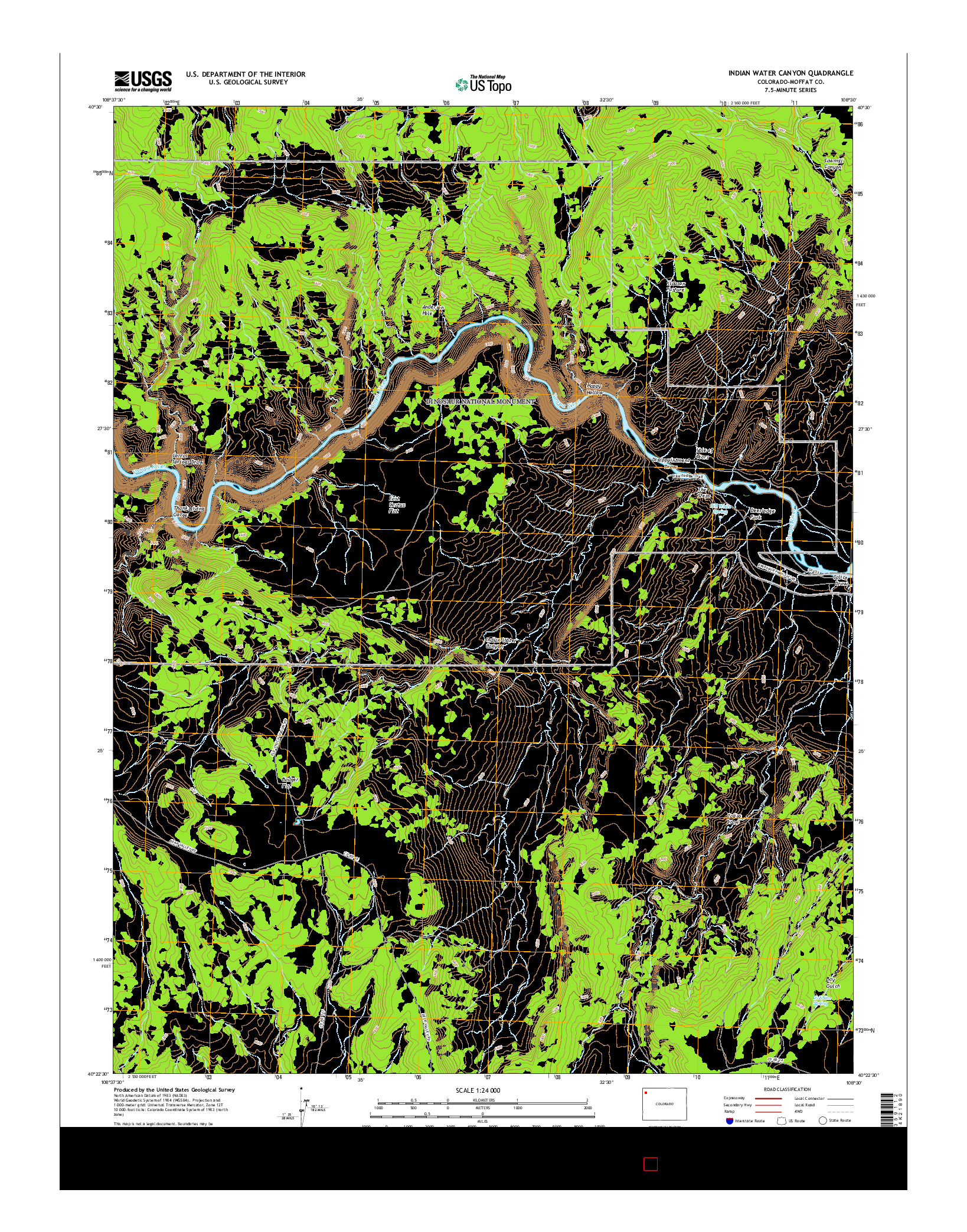 USGS US TOPO 7.5-MINUTE MAP FOR INDIAN WATER CANYON, CO 2016