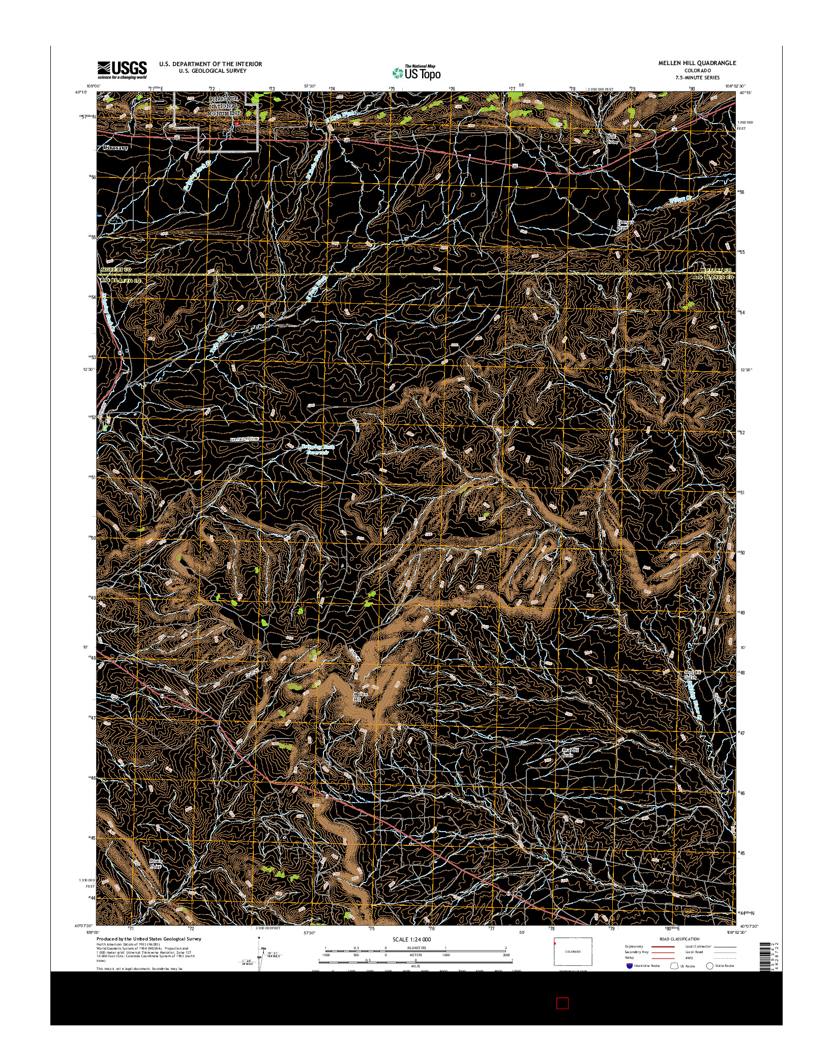 USGS US TOPO 7.5-MINUTE MAP FOR MELLEN HILL, CO 2016