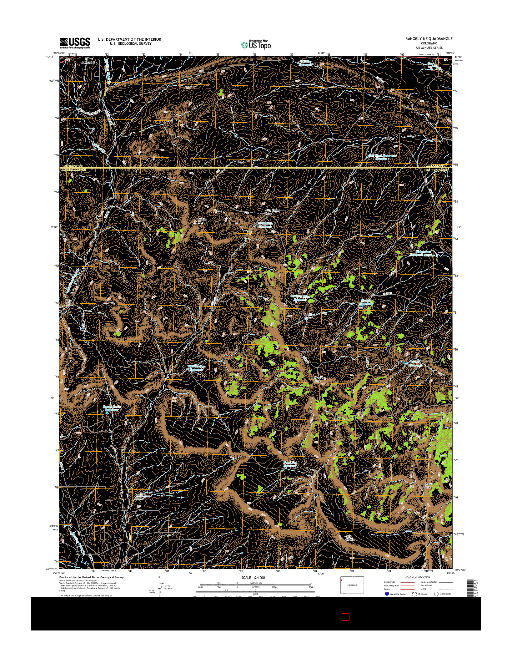 USGS US TOPO 7.5-MINUTE MAP FOR RANGELY NE, CO 2016