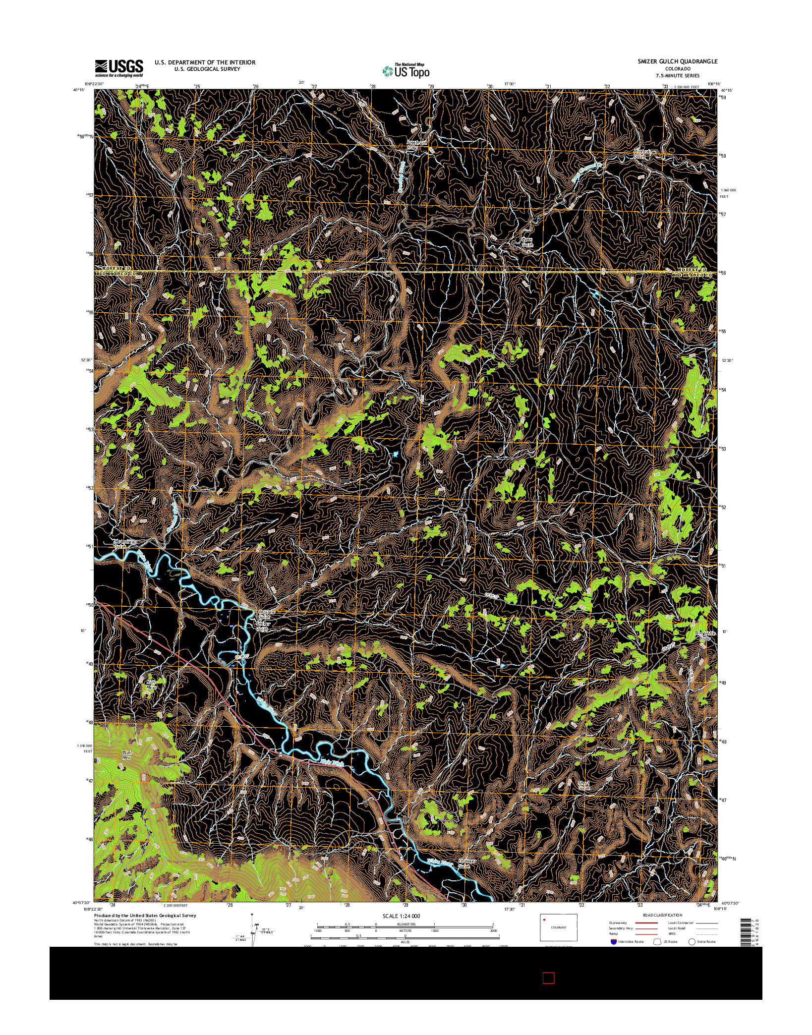 USGS US TOPO 7.5-MINUTE MAP FOR SMIZER GULCH, CO 2016