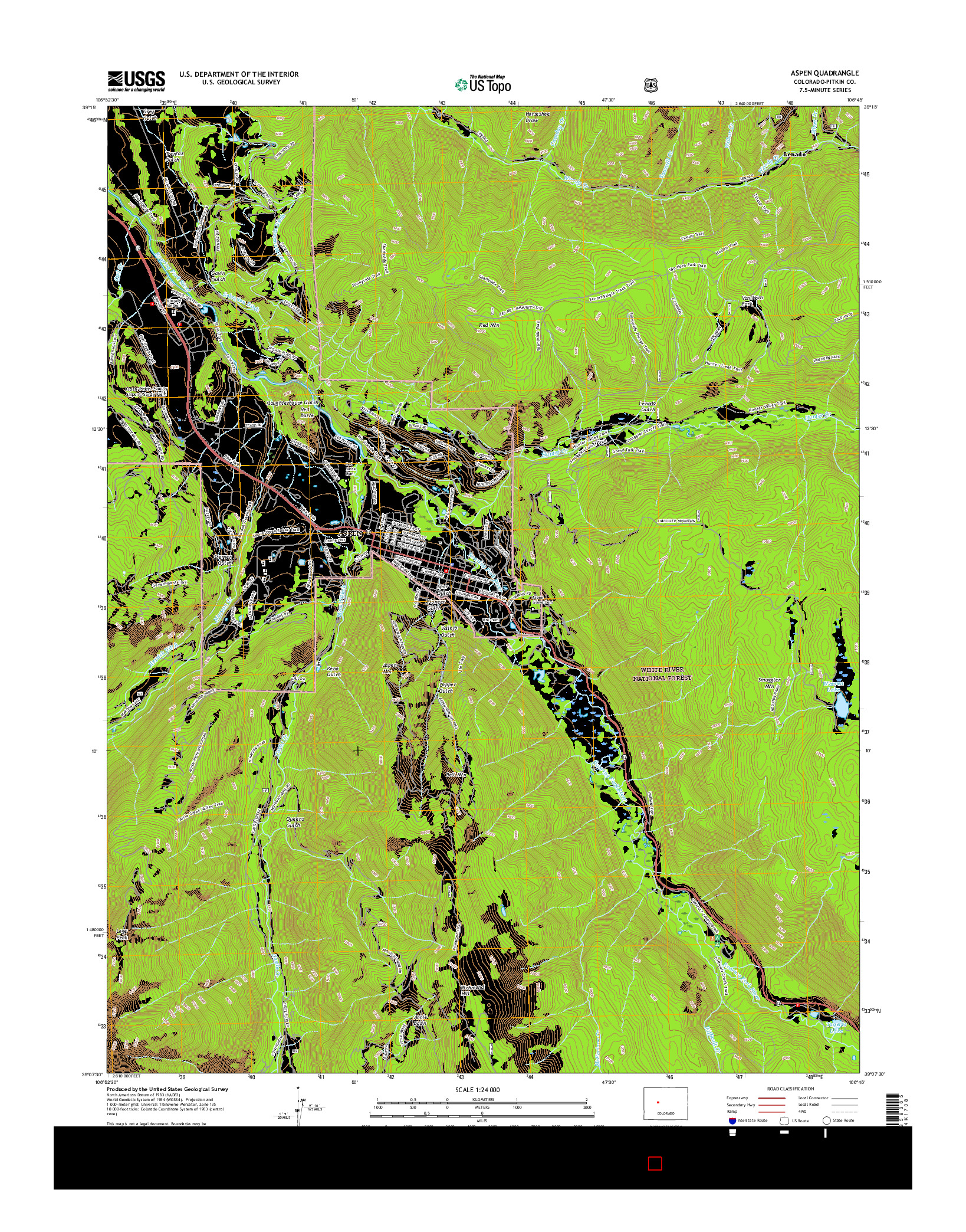 USGS US TOPO 7.5-MINUTE MAP FOR ASPEN, CO 2016