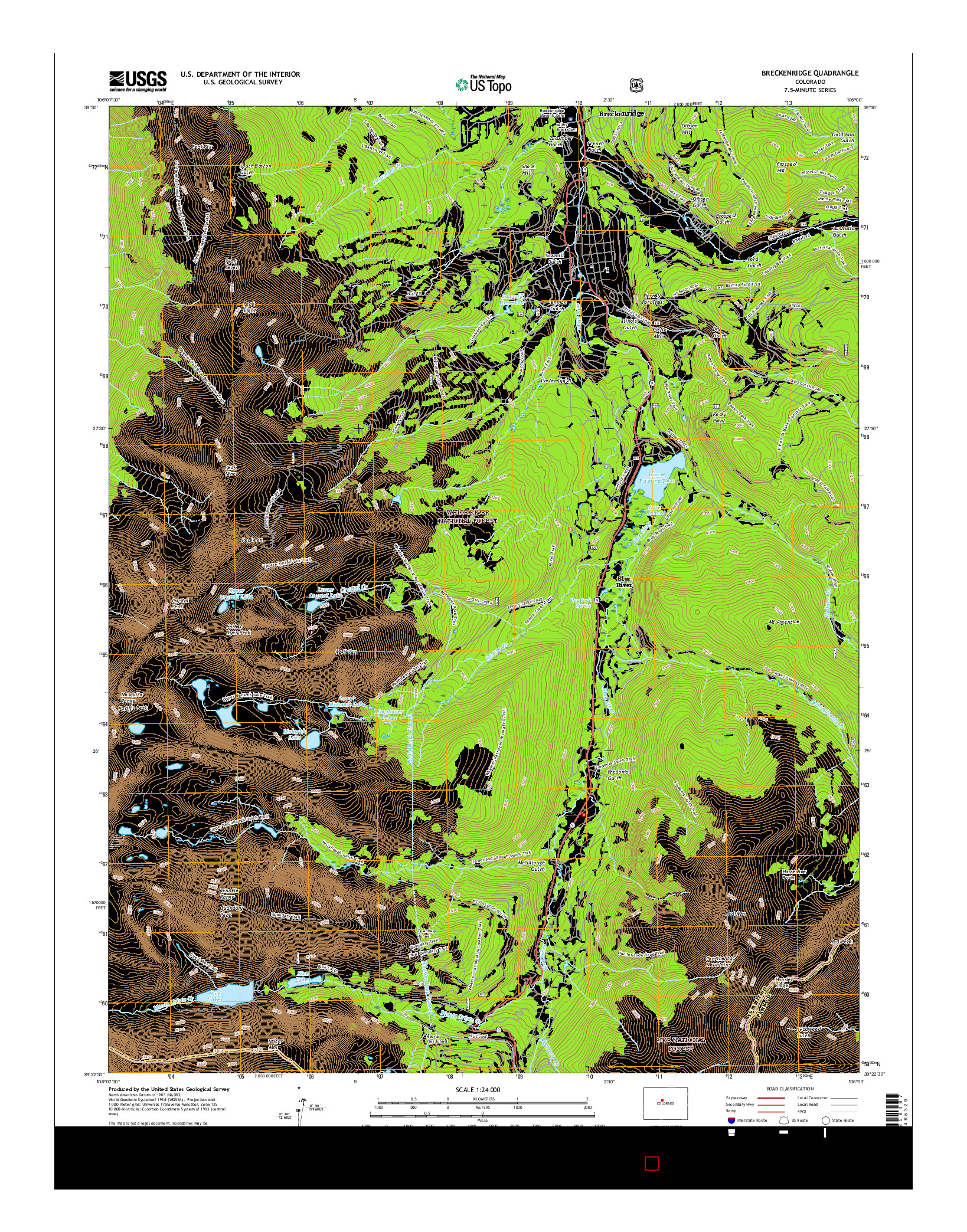 USGS US TOPO 7.5-MINUTE MAP FOR BRECKENRIDGE, CO 2016