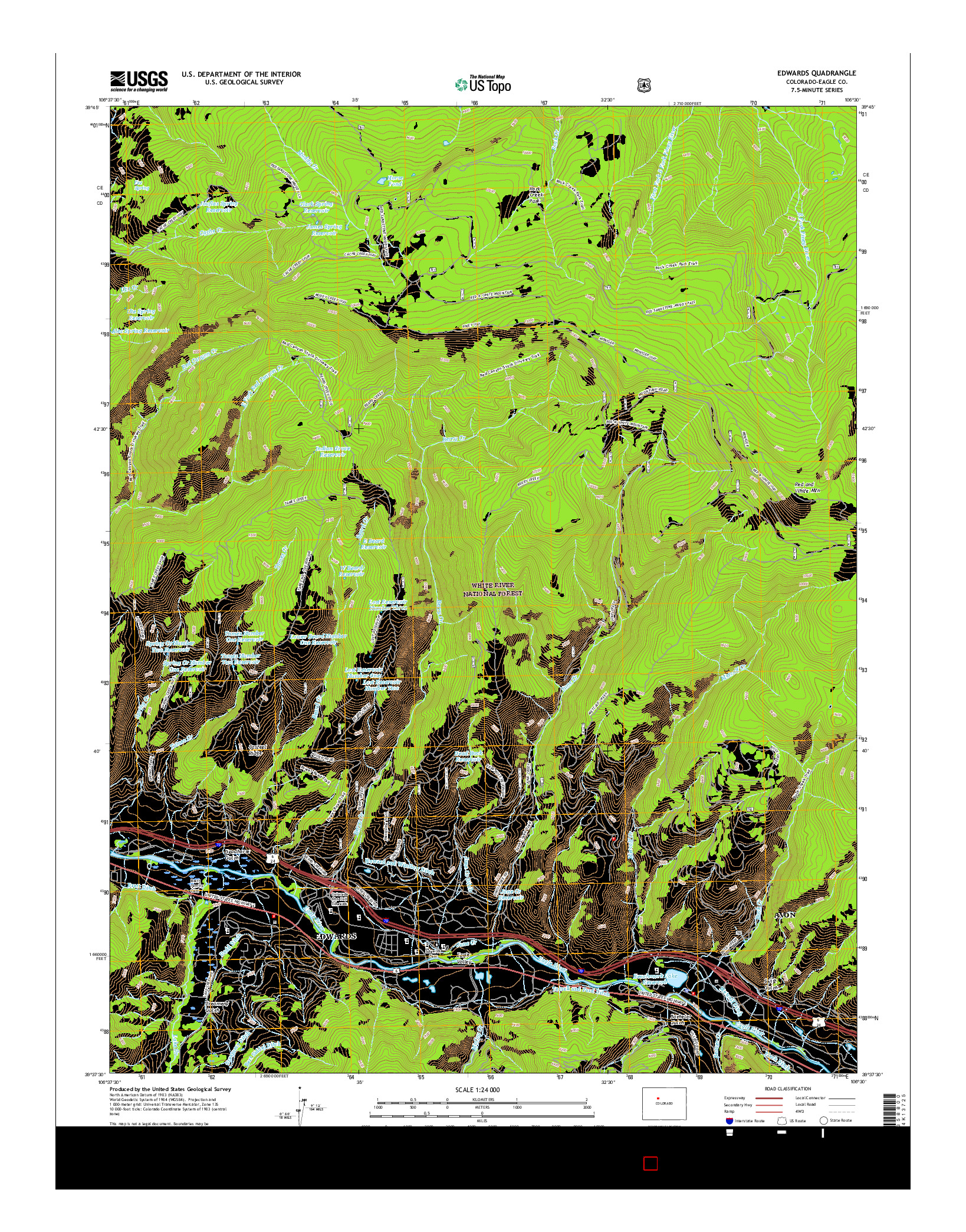 USGS US TOPO 7.5-MINUTE MAP FOR EDWARDS, CO 2016