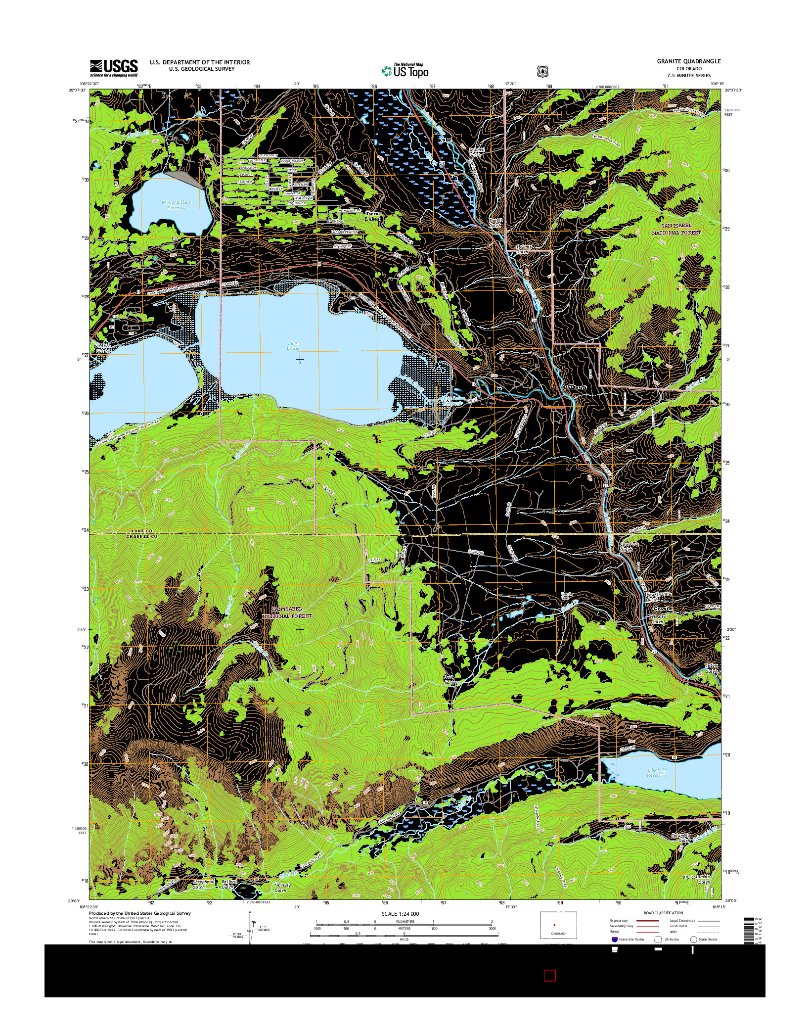 USGS US TOPO 7.5-MINUTE MAP FOR GRANITE, CO 2016