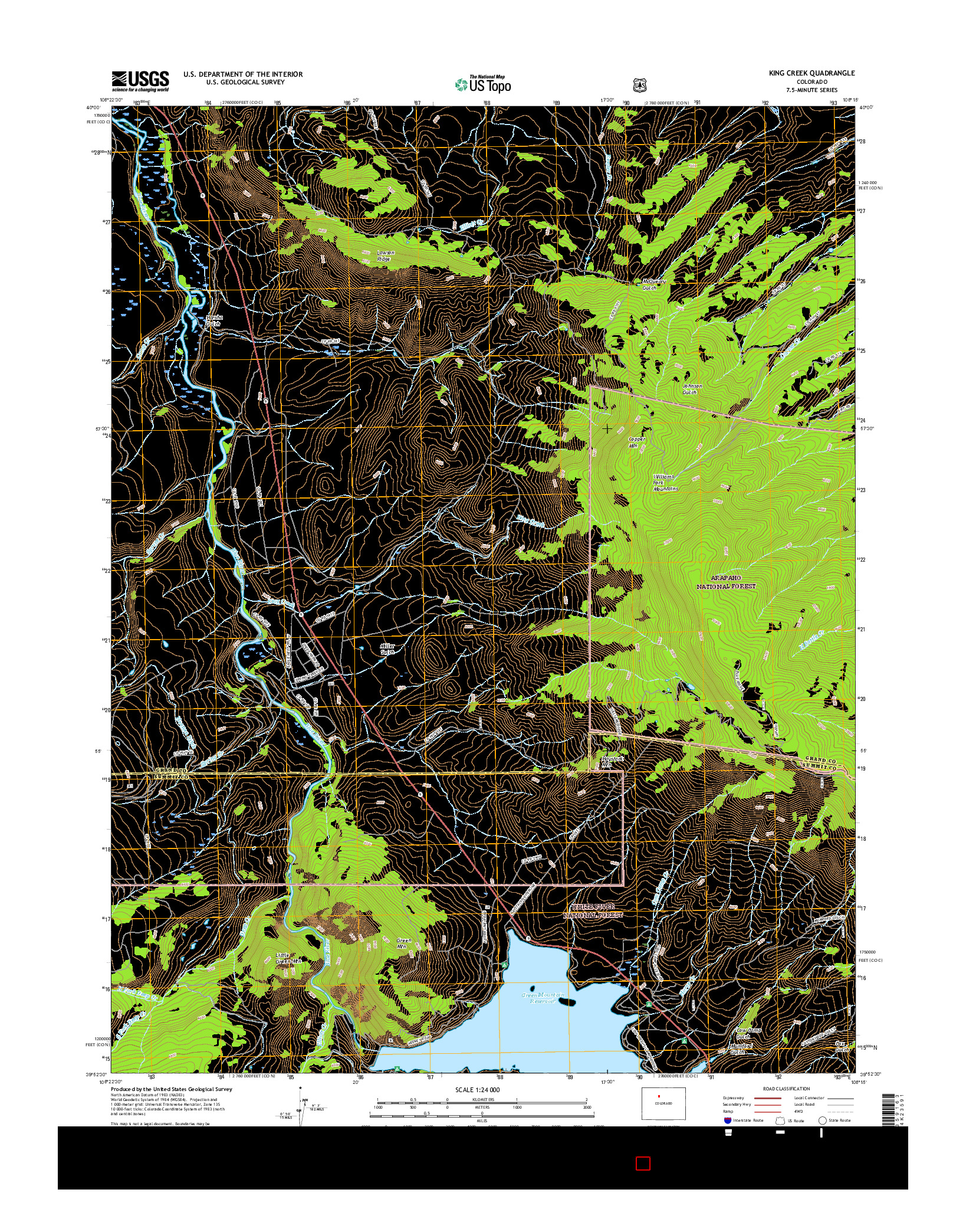 USGS US TOPO 7.5-MINUTE MAP FOR KING CREEK, CO 2016