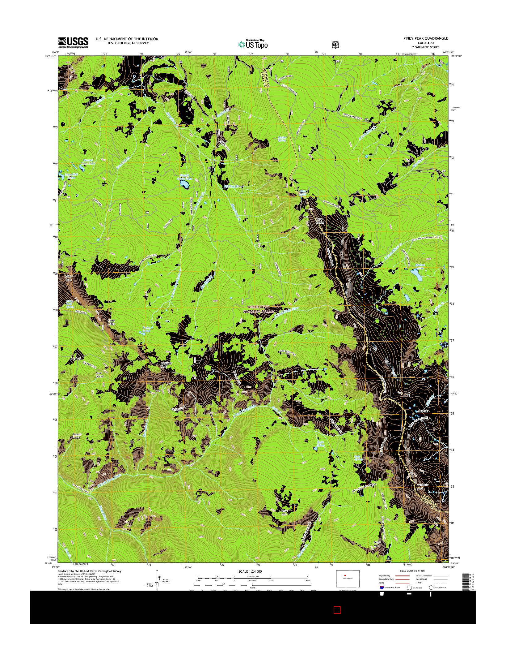 USGS US TOPO 7.5-MINUTE MAP FOR PINEY PEAK, CO 2016