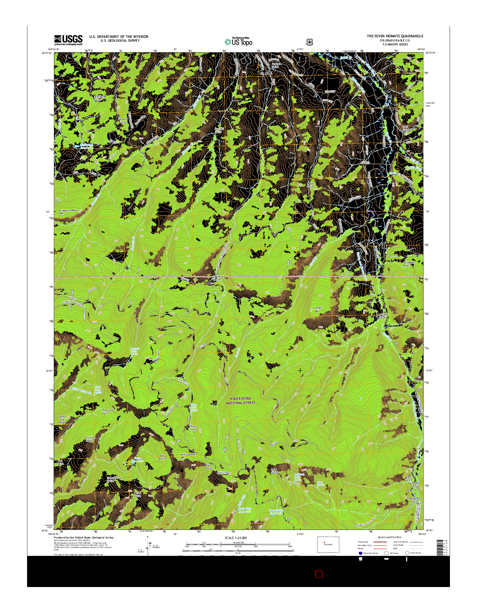 USGS US TOPO 7.5-MINUTE MAP FOR THE SEVEN HERMITS, CO 2016