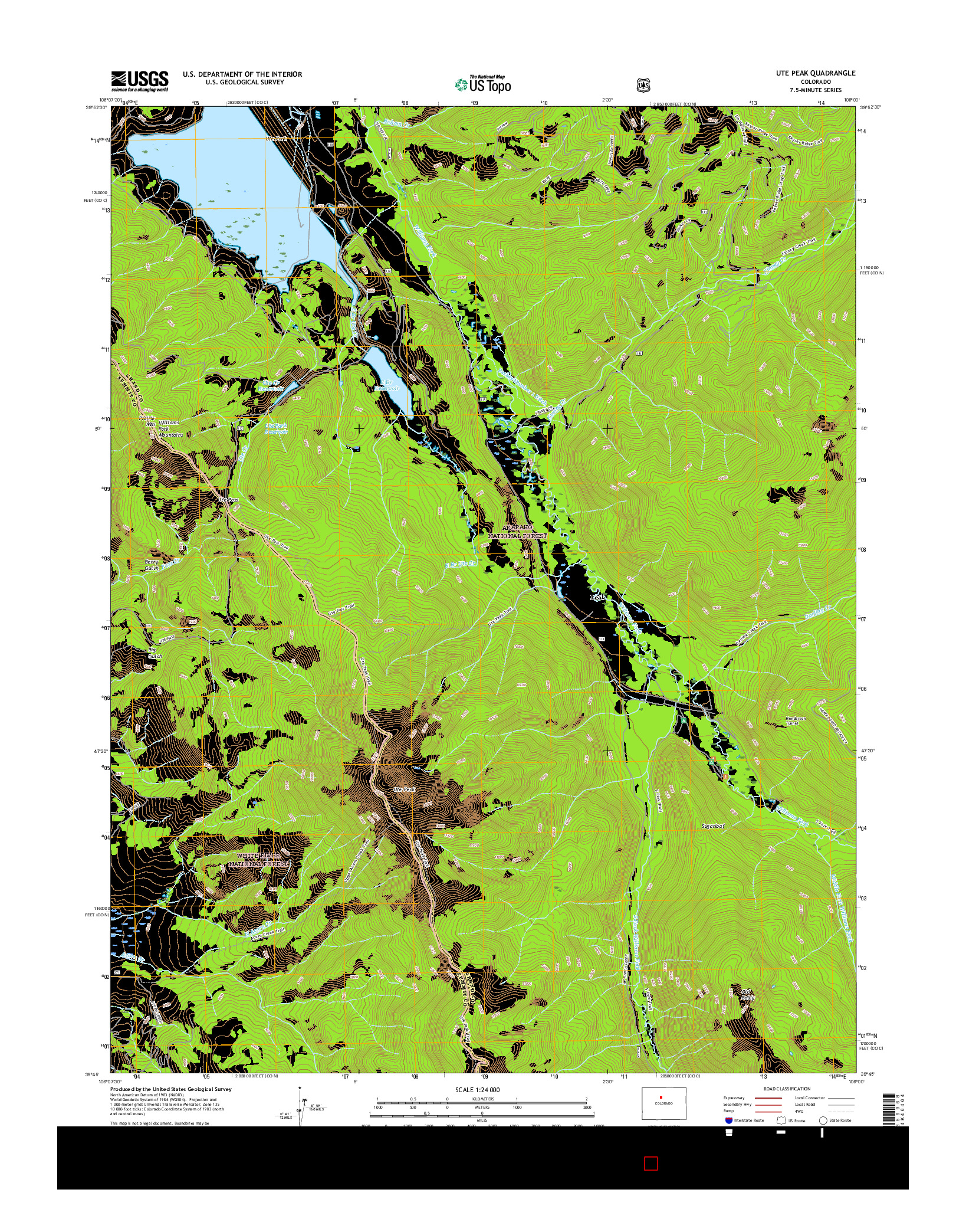 USGS US TOPO 7.5-MINUTE MAP FOR UTE PEAK, CO 2016
