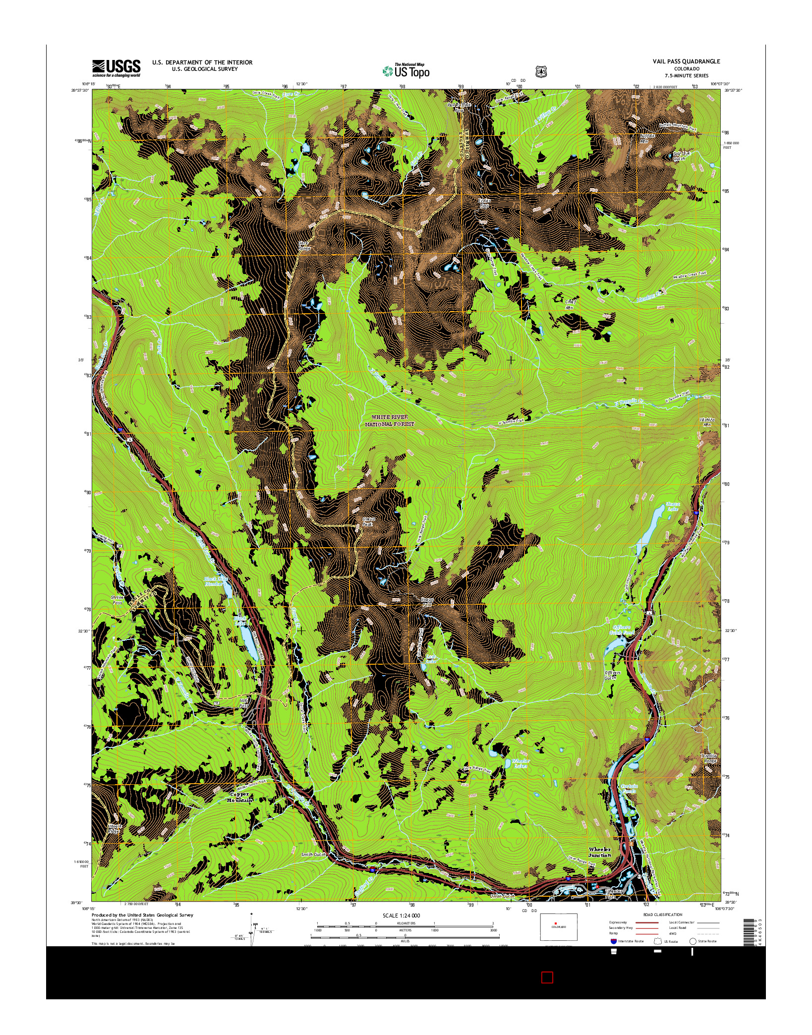 USGS US TOPO 7.5-MINUTE MAP FOR VAIL PASS, CO 2016