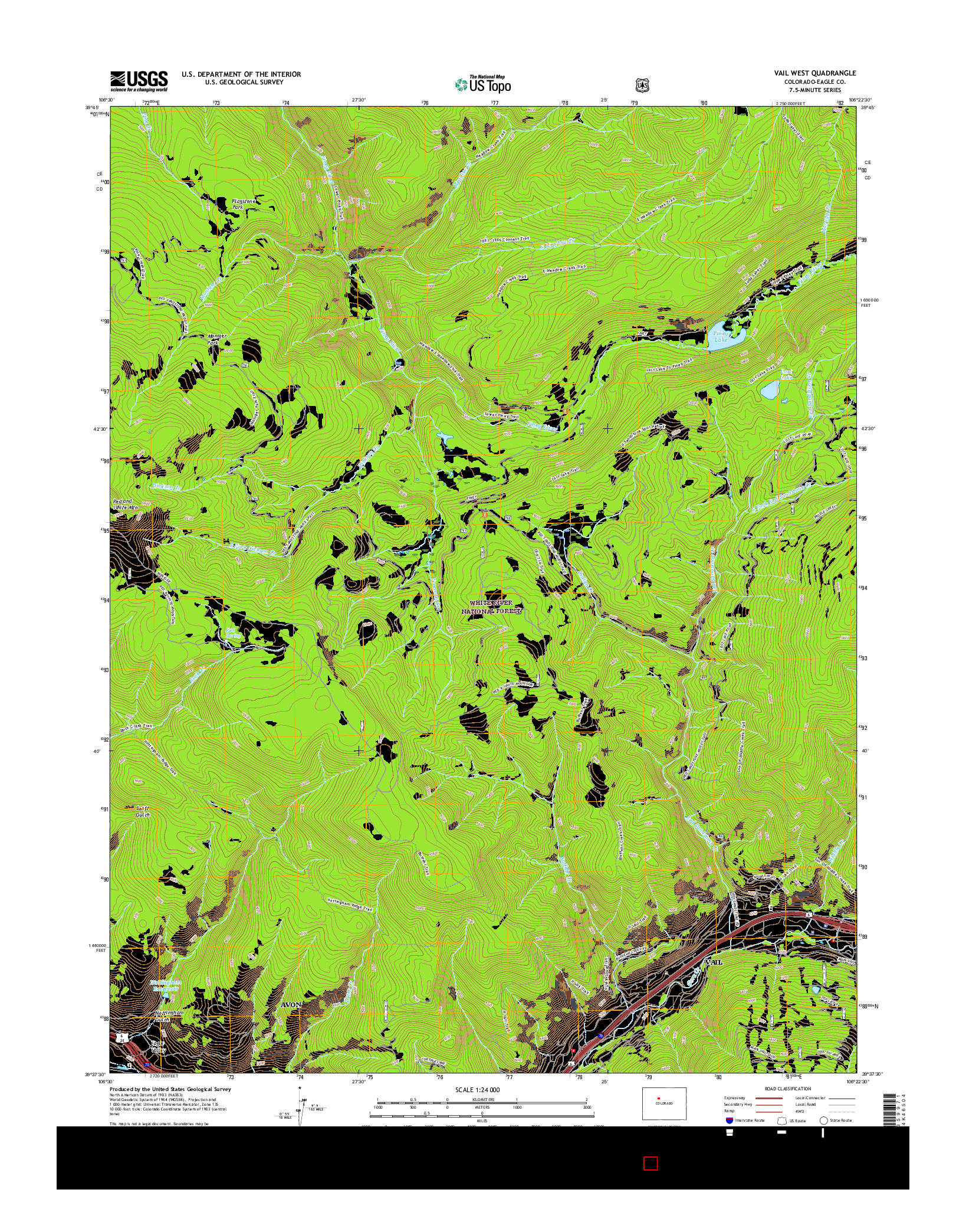 USGS US TOPO 7.5-MINUTE MAP FOR VAIL WEST, CO 2016