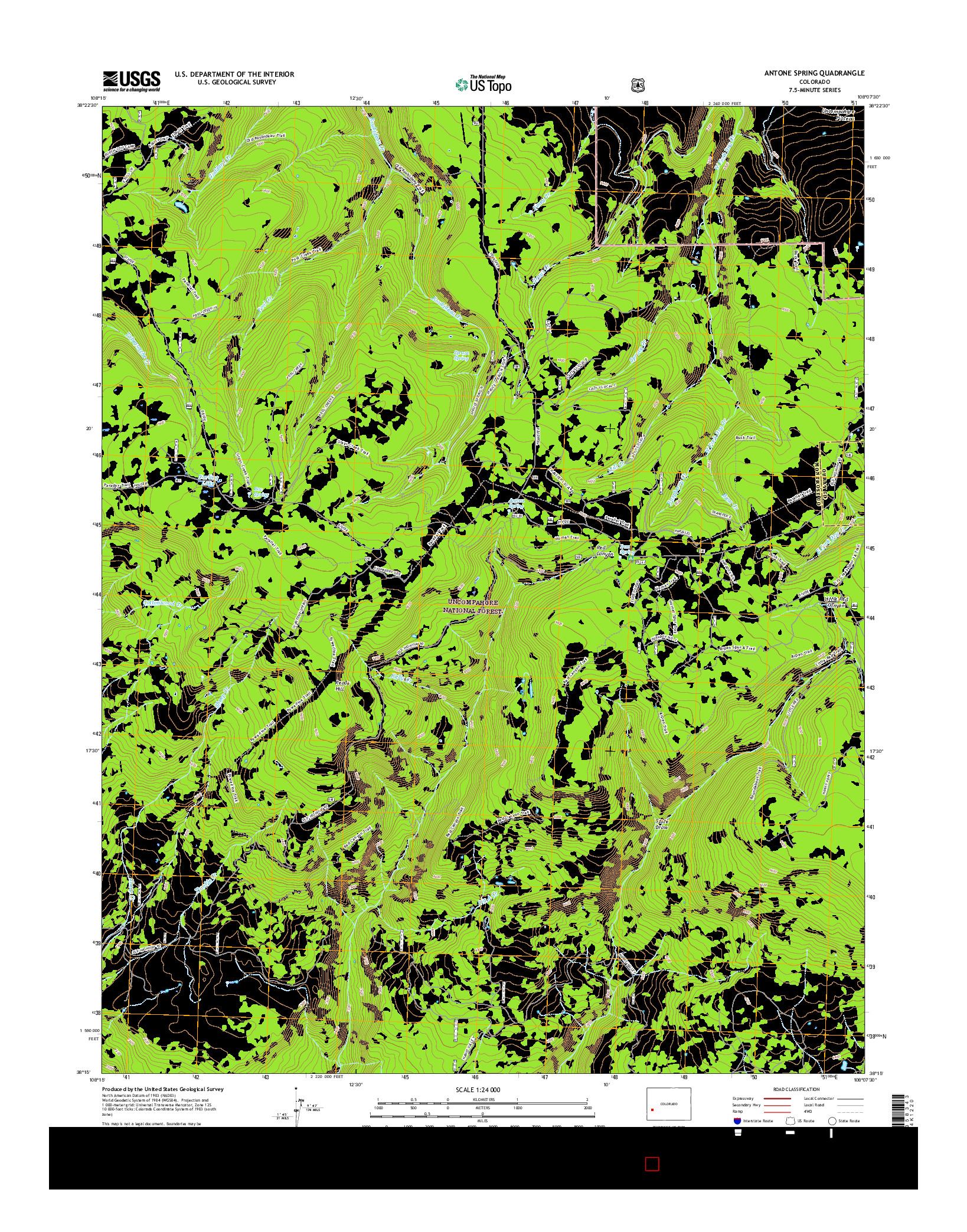 USGS US TOPO 7.5-MINUTE MAP FOR ANTONE SPRING, CO 2016